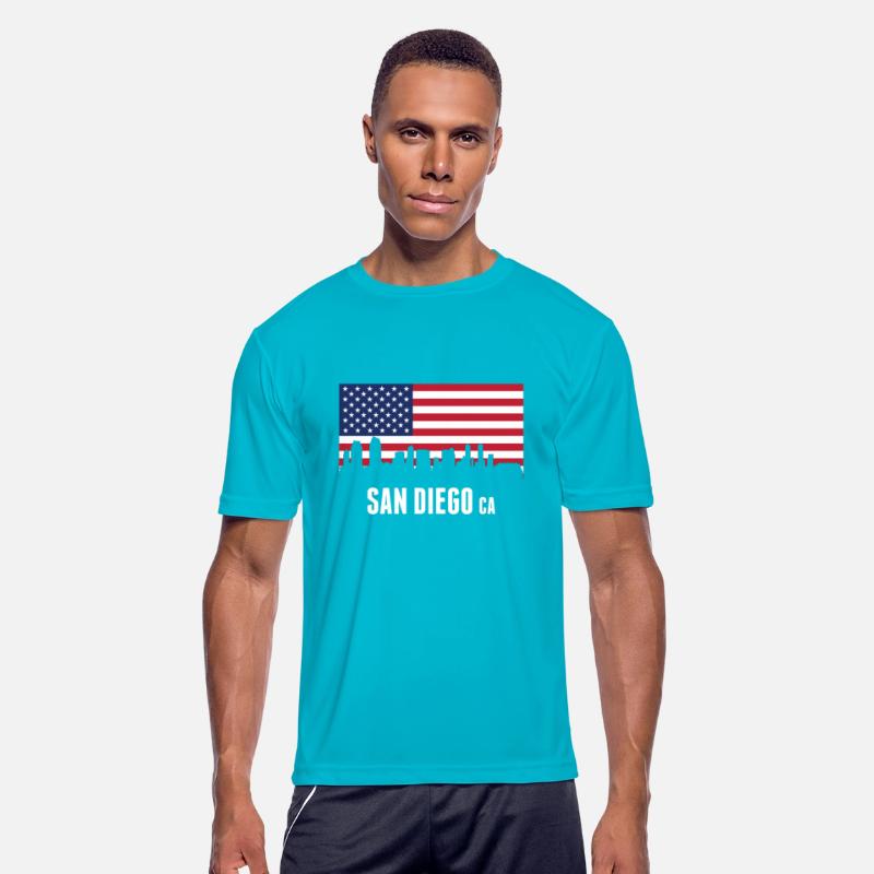 American Flag San Diego Skyline