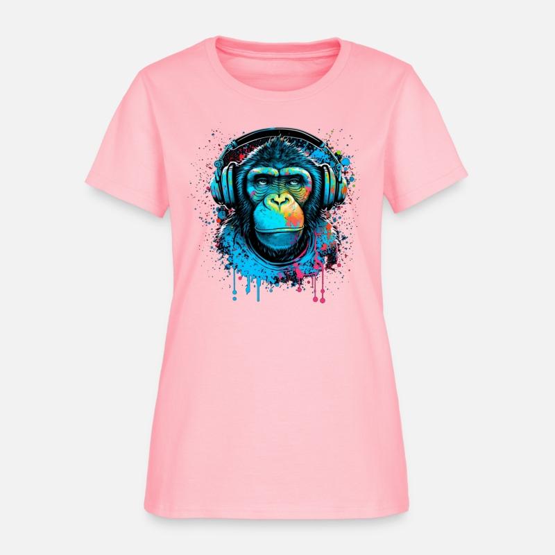 ape, primate, monkey wearing headphones