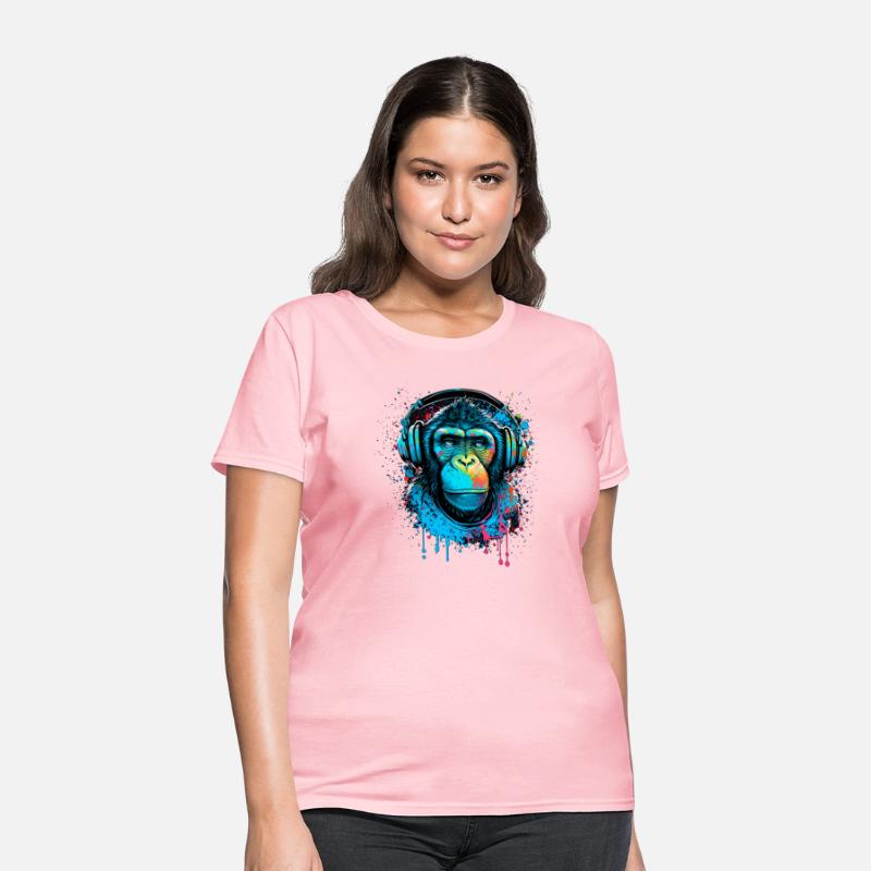 ape, primate, monkey wearing headphones