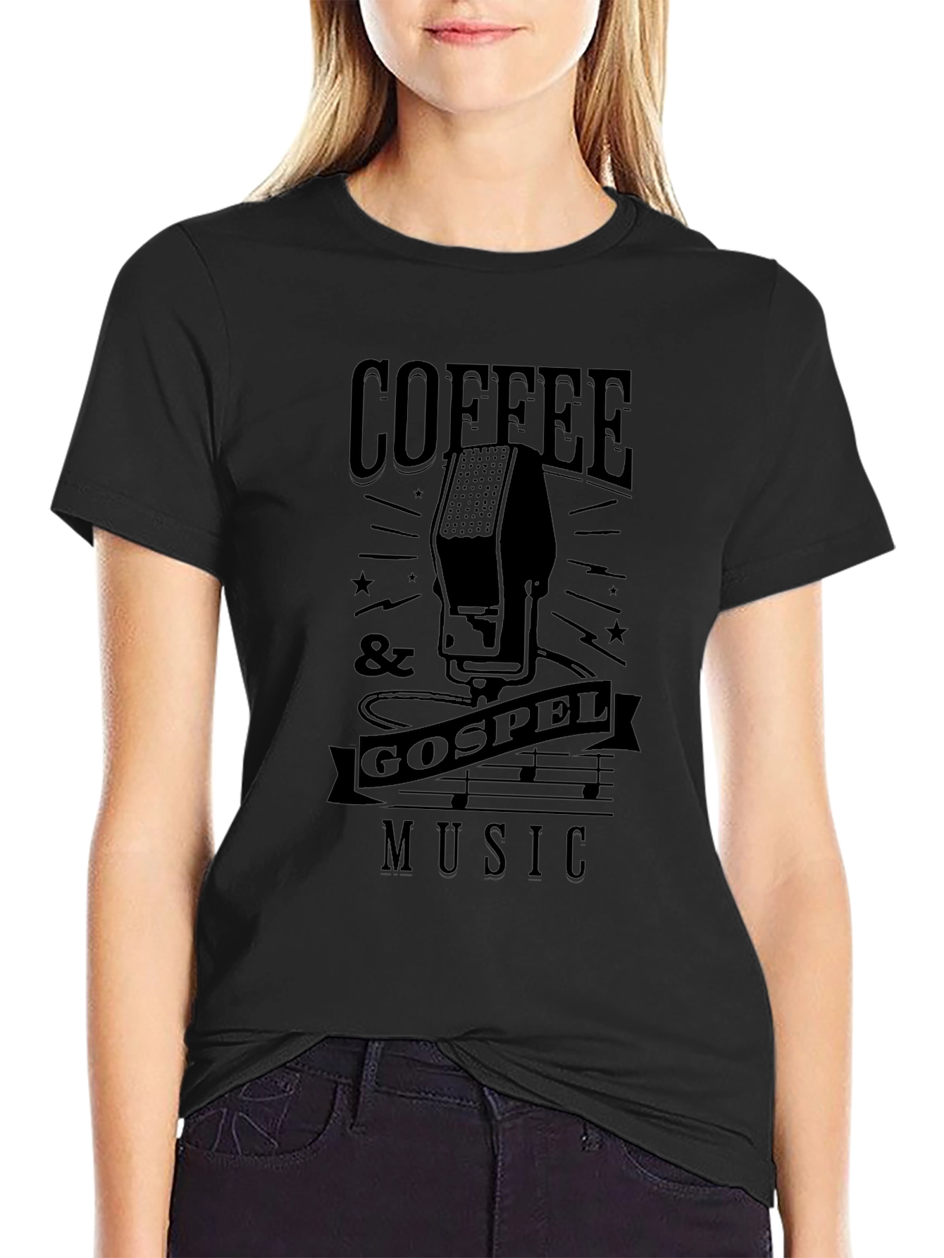 Coffee & Gospel Music Black Graphic Tee