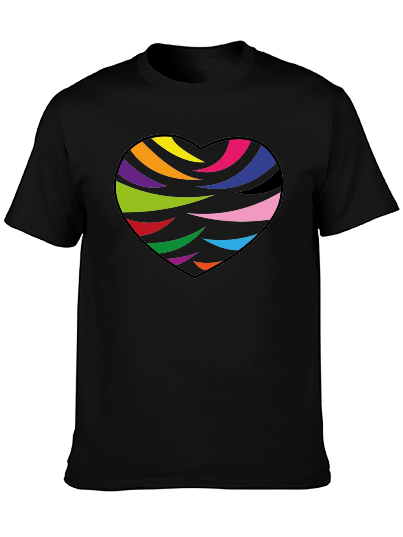 Rainbow Heart Graphic Black T-Shirt