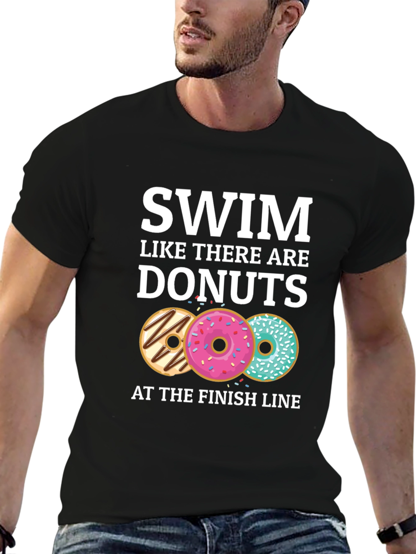 Swim for Donuts T-Shirt - Funny Motivational Tee