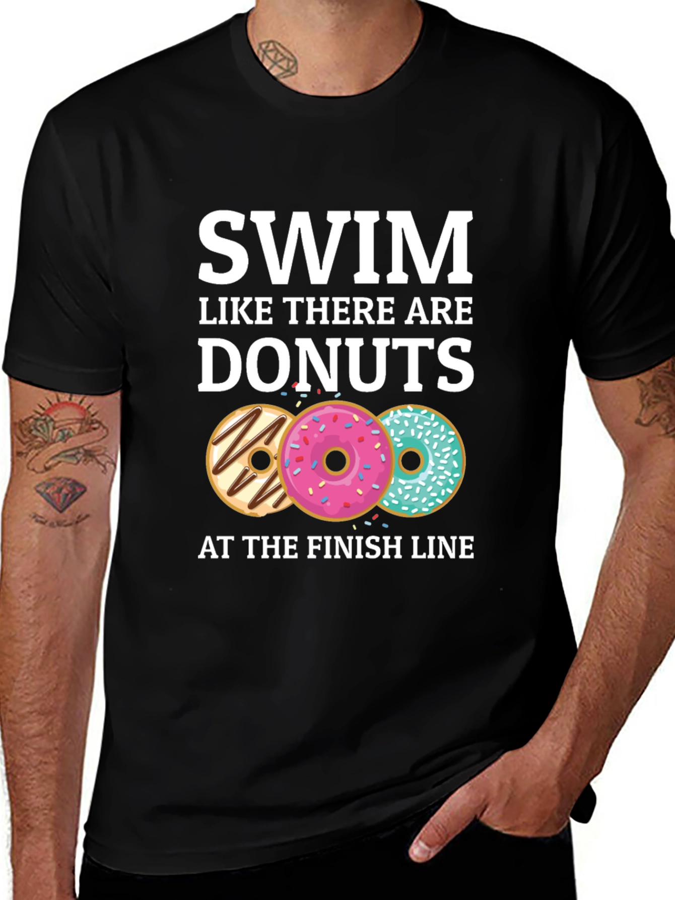 Swim for Donuts T-Shirt - Funny Motivational Tee