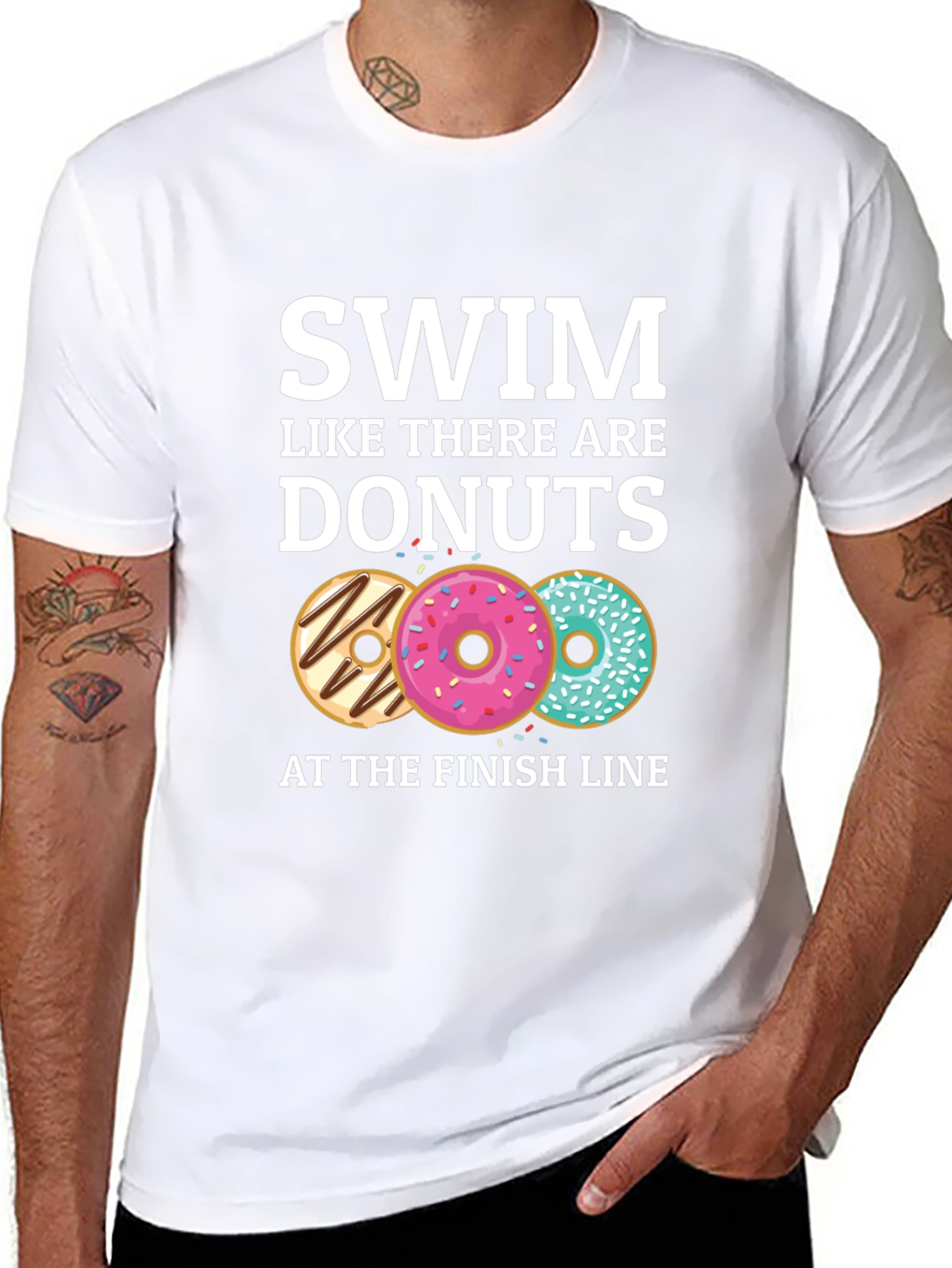 Swim for Donuts T-Shirt - Funny Motivational Tee
