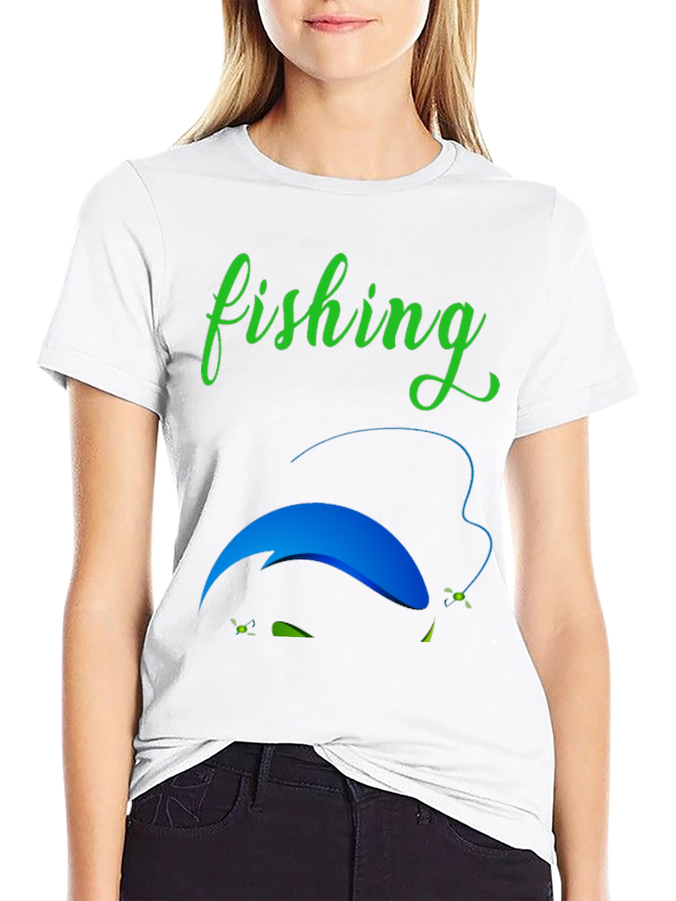 Fishing Graphic Tee - Mens Black Cotton Blend T-Shirt
