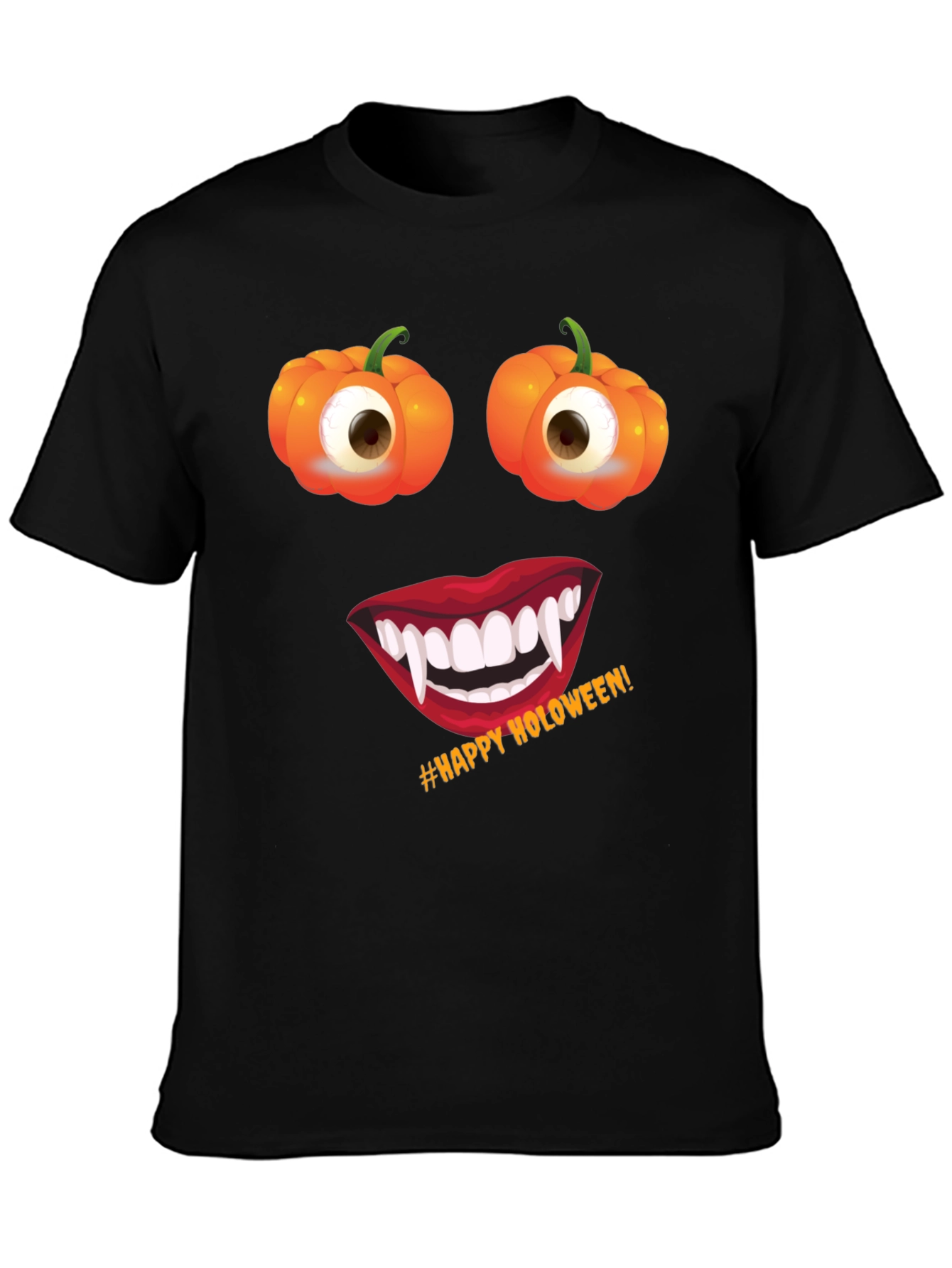 Halloween Face T-Shirt: Pumpkin Eyes Vampire Smile Tee