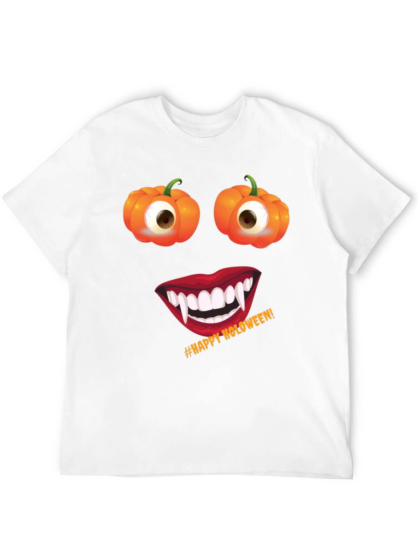 Halloween Face T-Shirt: Pumpkin Eyes Vampire Smile Tee
