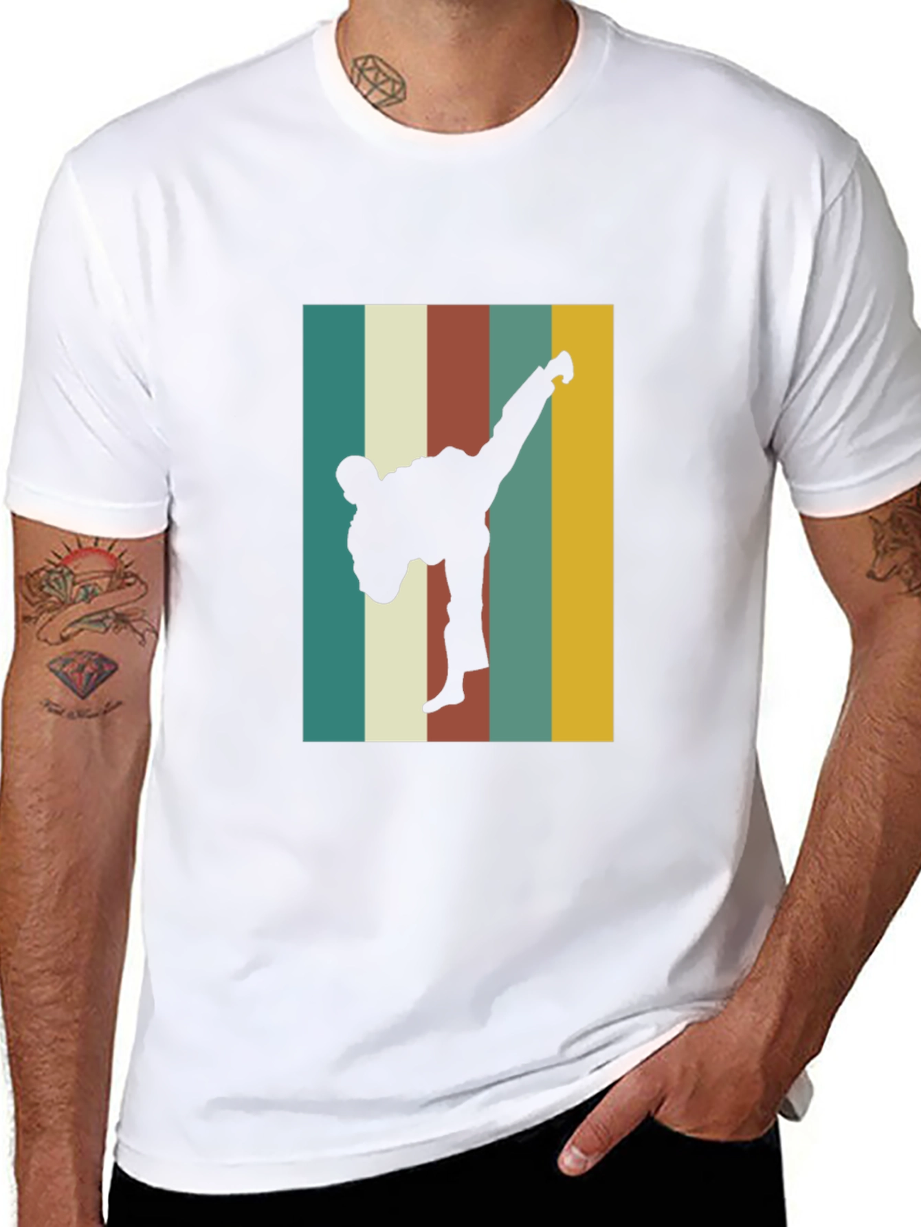 Retro Karate Kick T-Shirt - Black