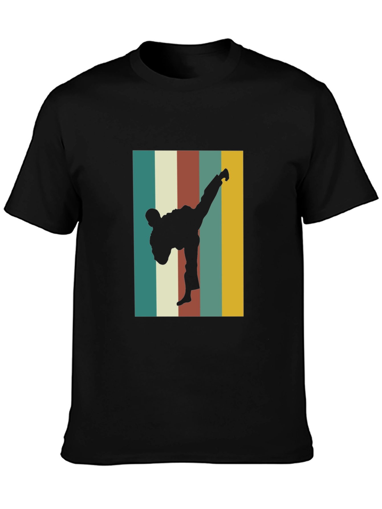 Retro Karate Kick T-Shirt - Black