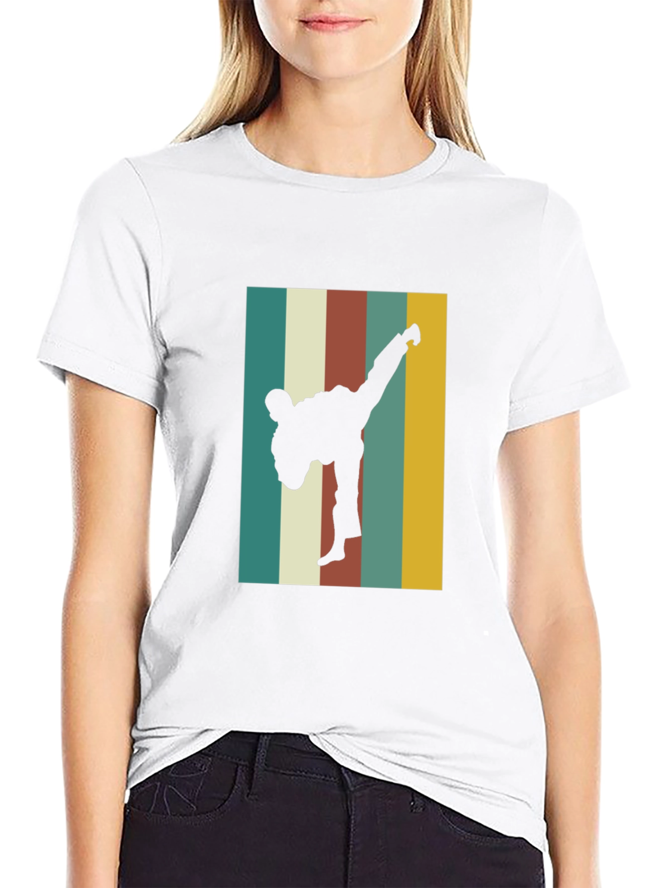 Retro Karate Kick T-Shirt - Black