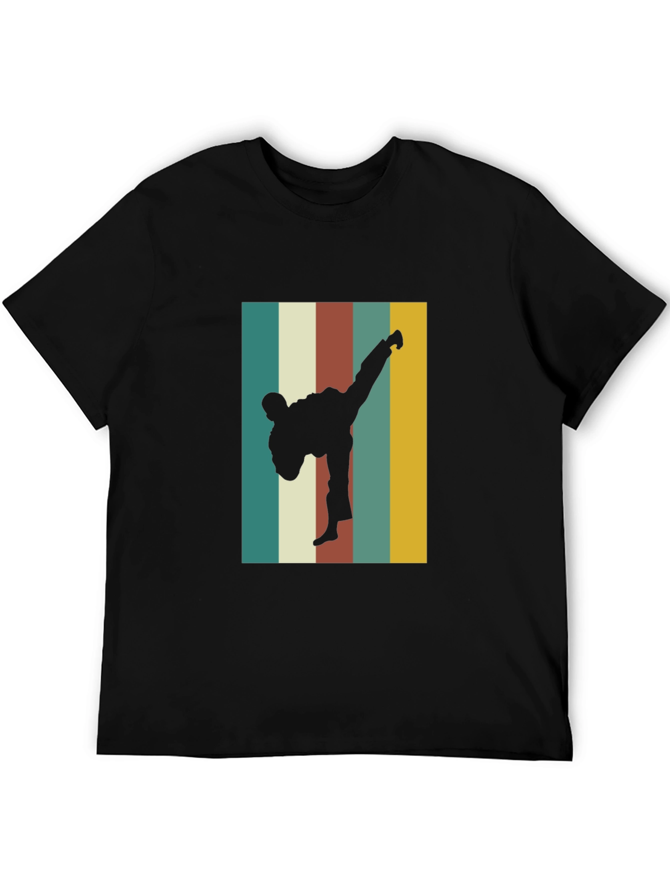 Retro Karate Kick T-Shirt - Black