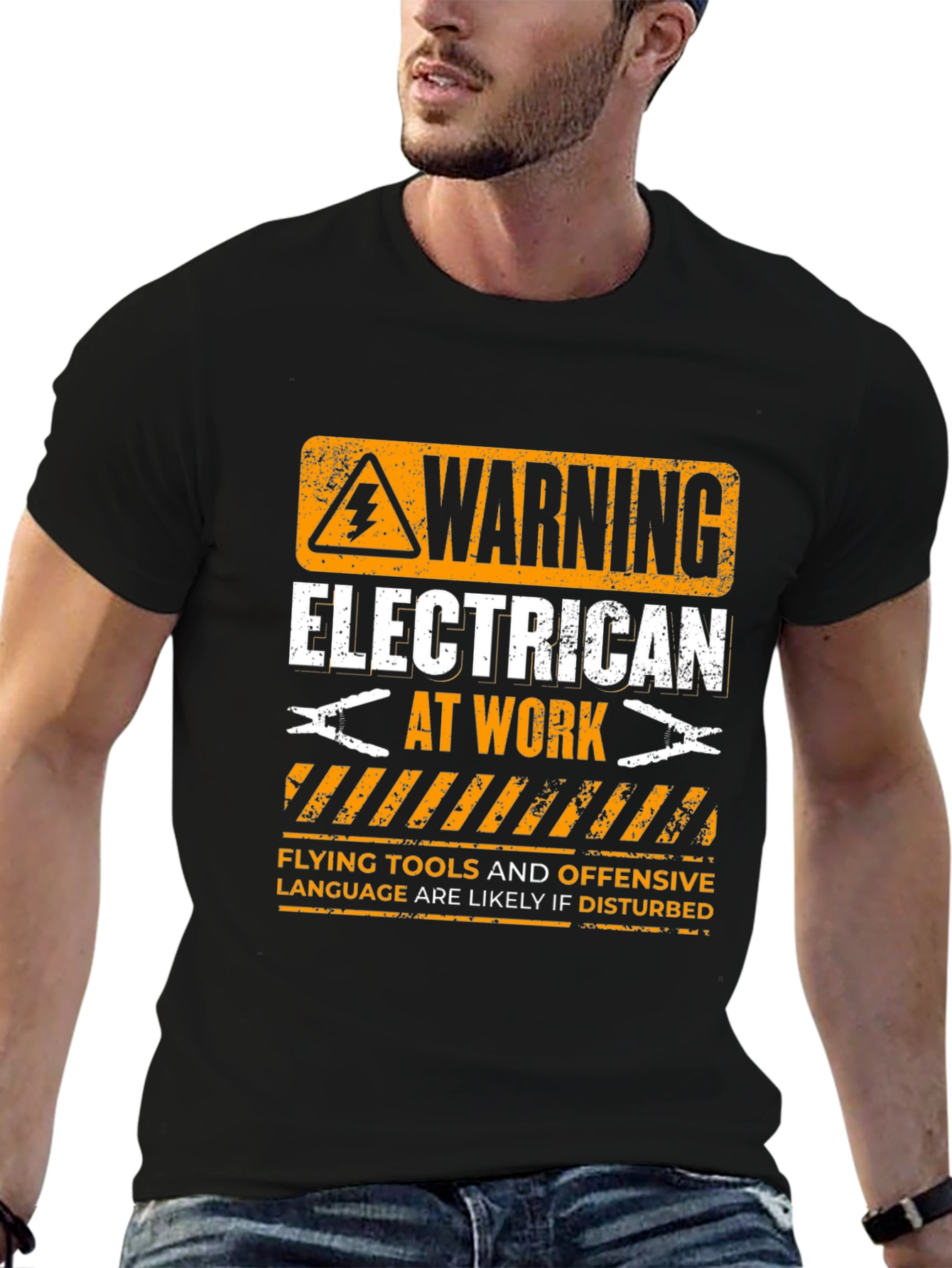 Warning Electrician At Work Graphic T-Shirt