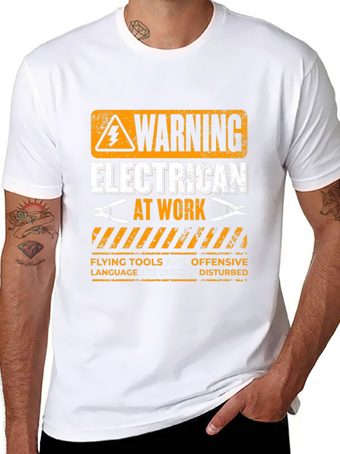 Warning Electrician At Work Graphic T-Shirt