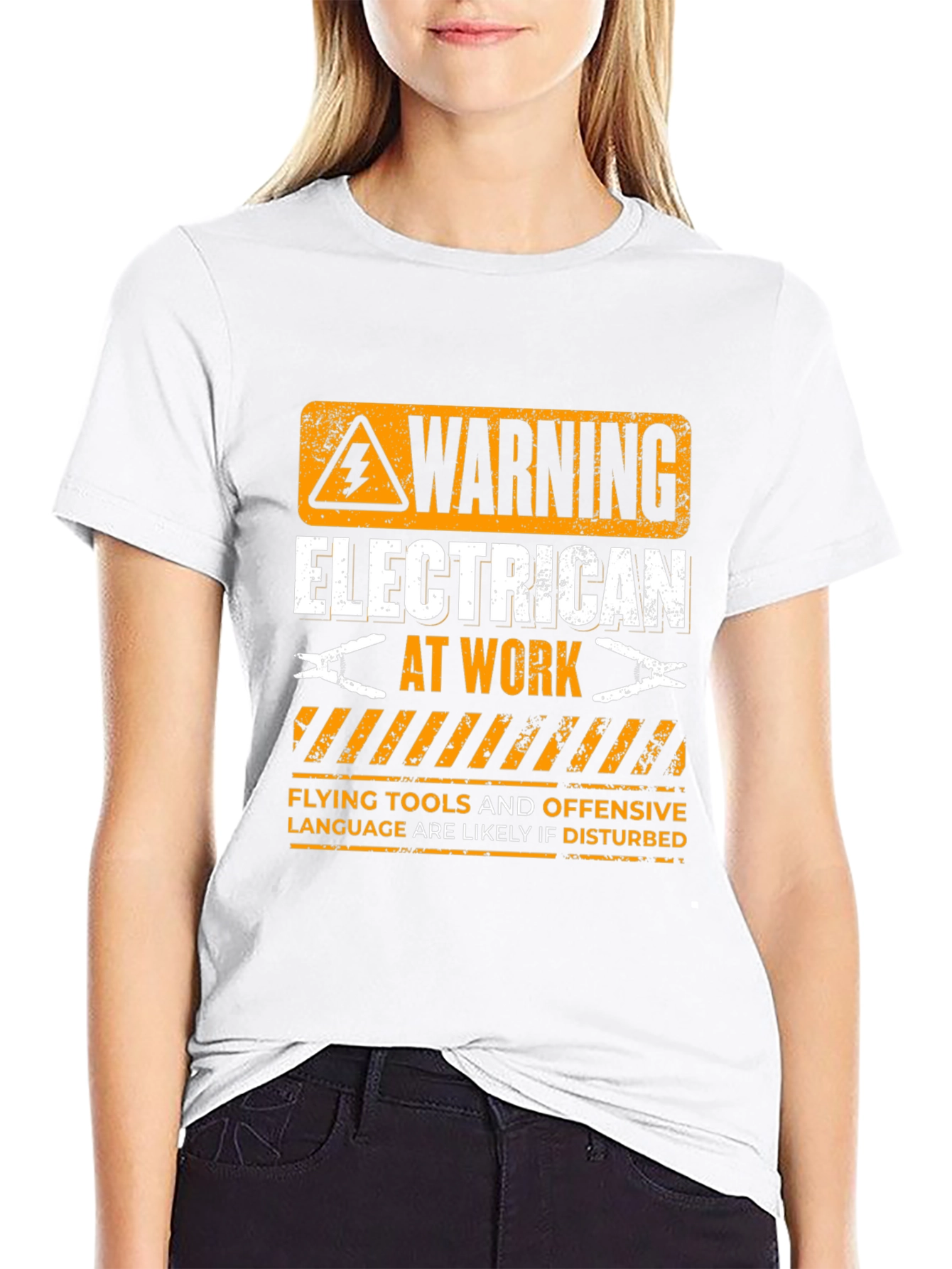 Warning Electrician At Work Graphic T-Shirt