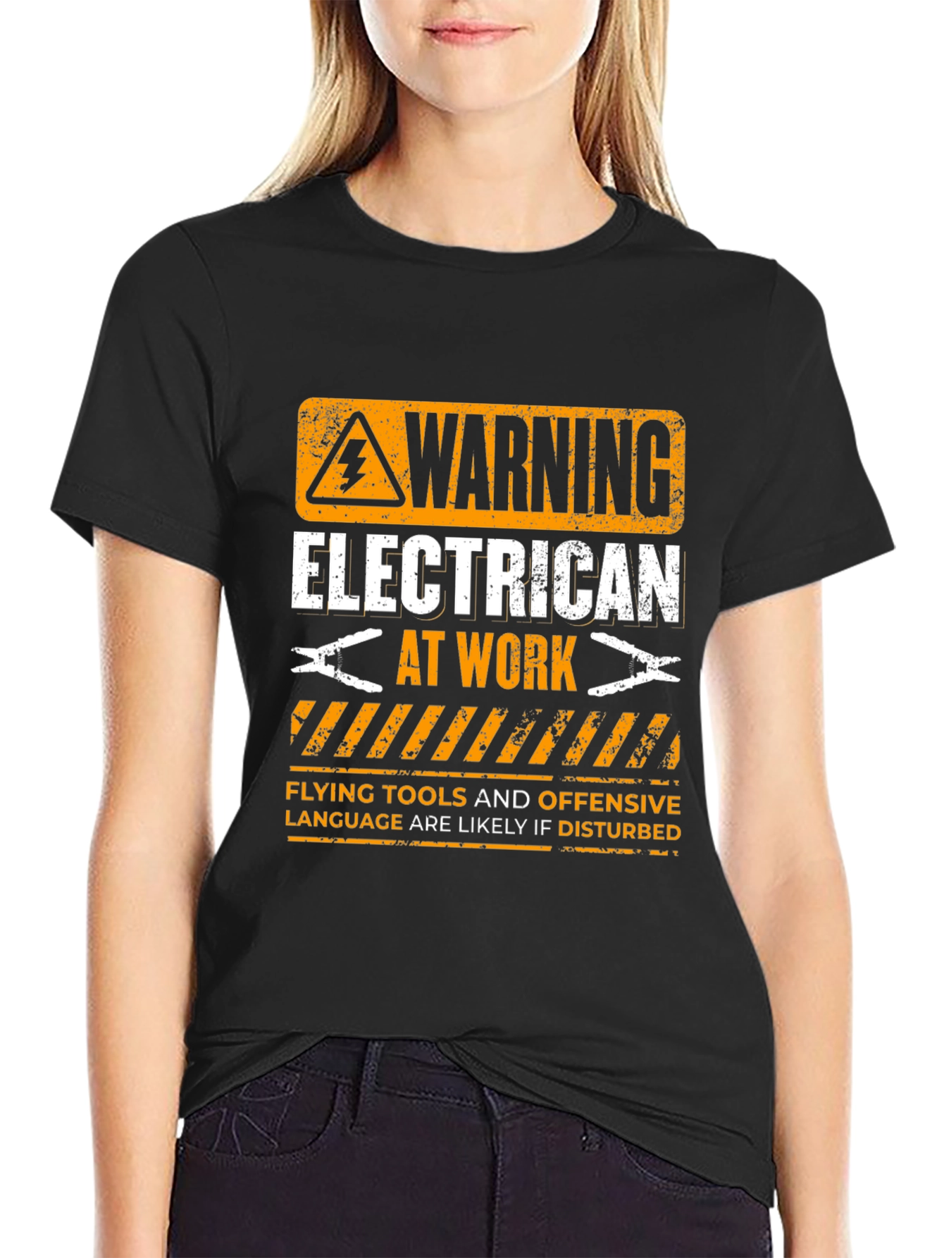 Warning Electrician At Work Graphic T-Shirt