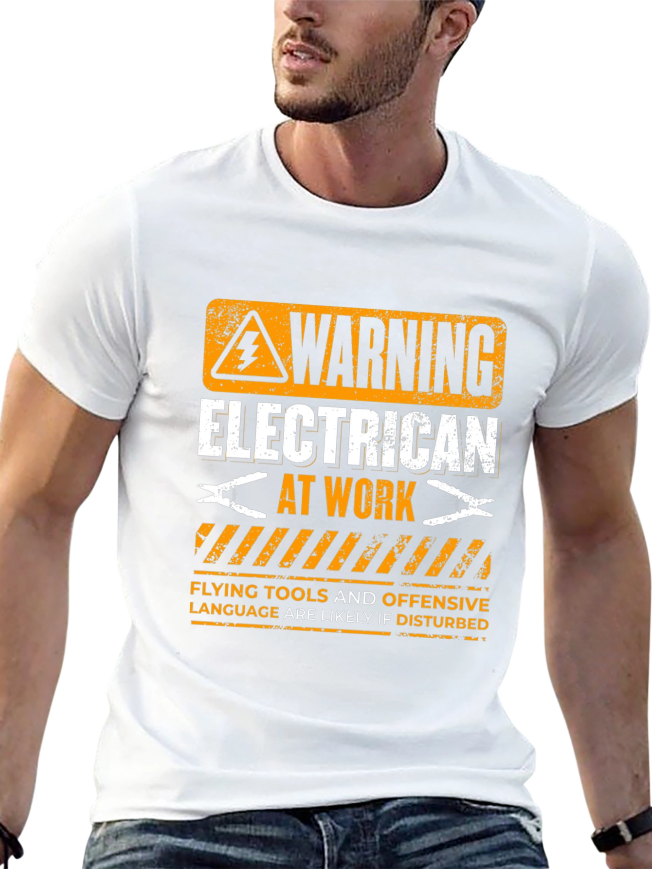 Warning Electrician At Work Graphic T-Shirt
