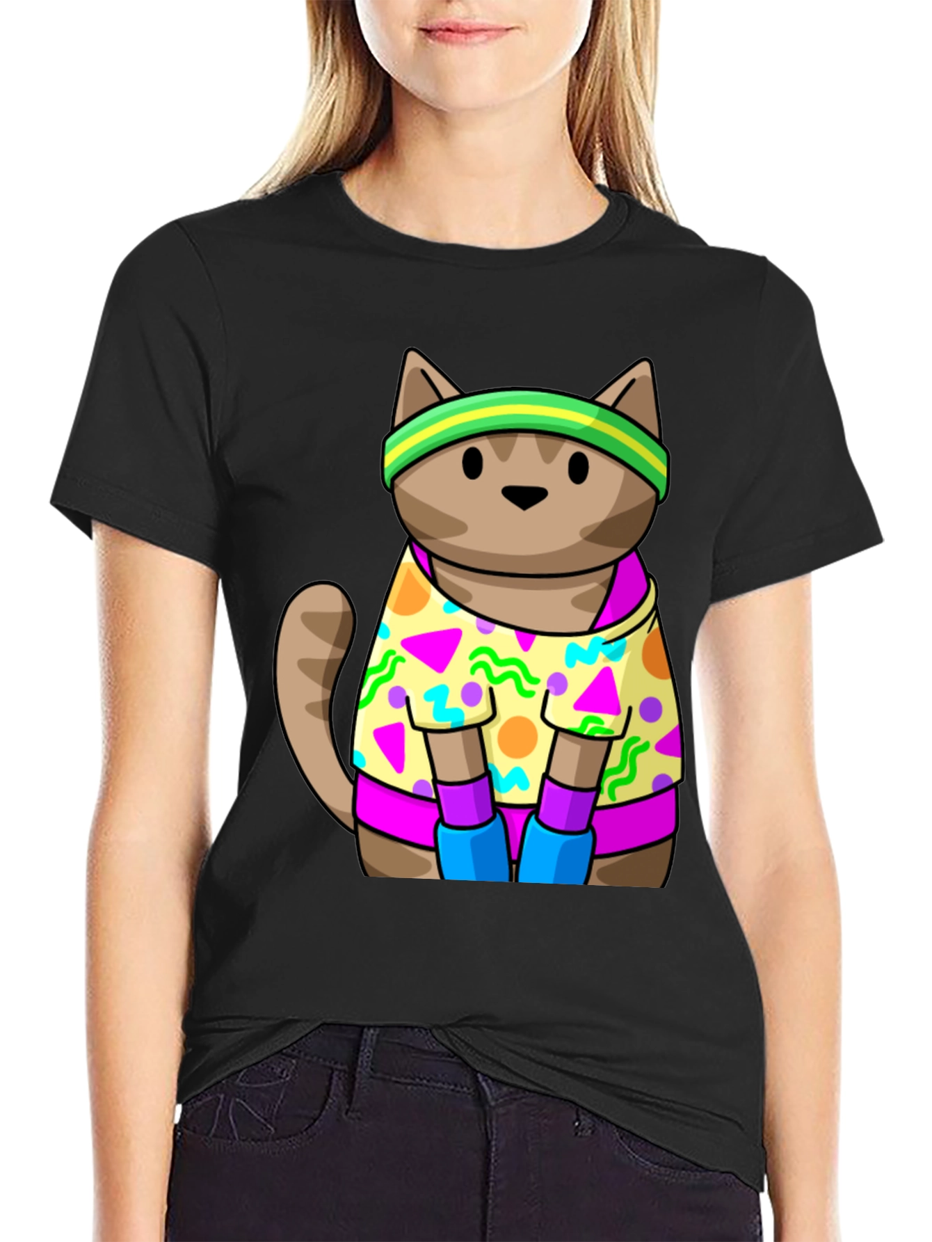 Retro Cat T-Shirt 80s 90s