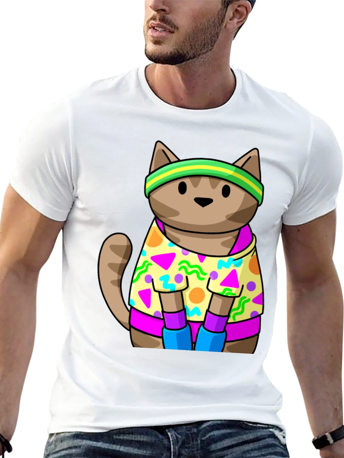 Retro Cat T-Shirt 80s 90s