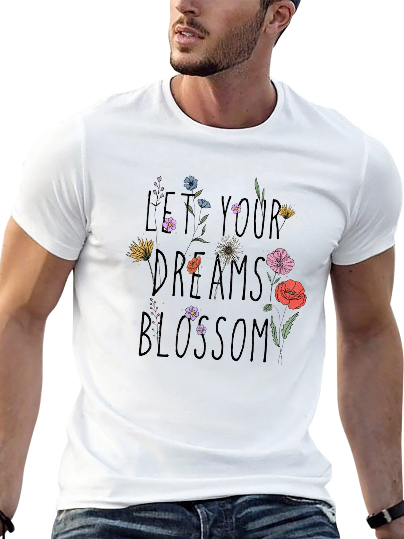 Floral Dreams Blossom Black T-Shirt