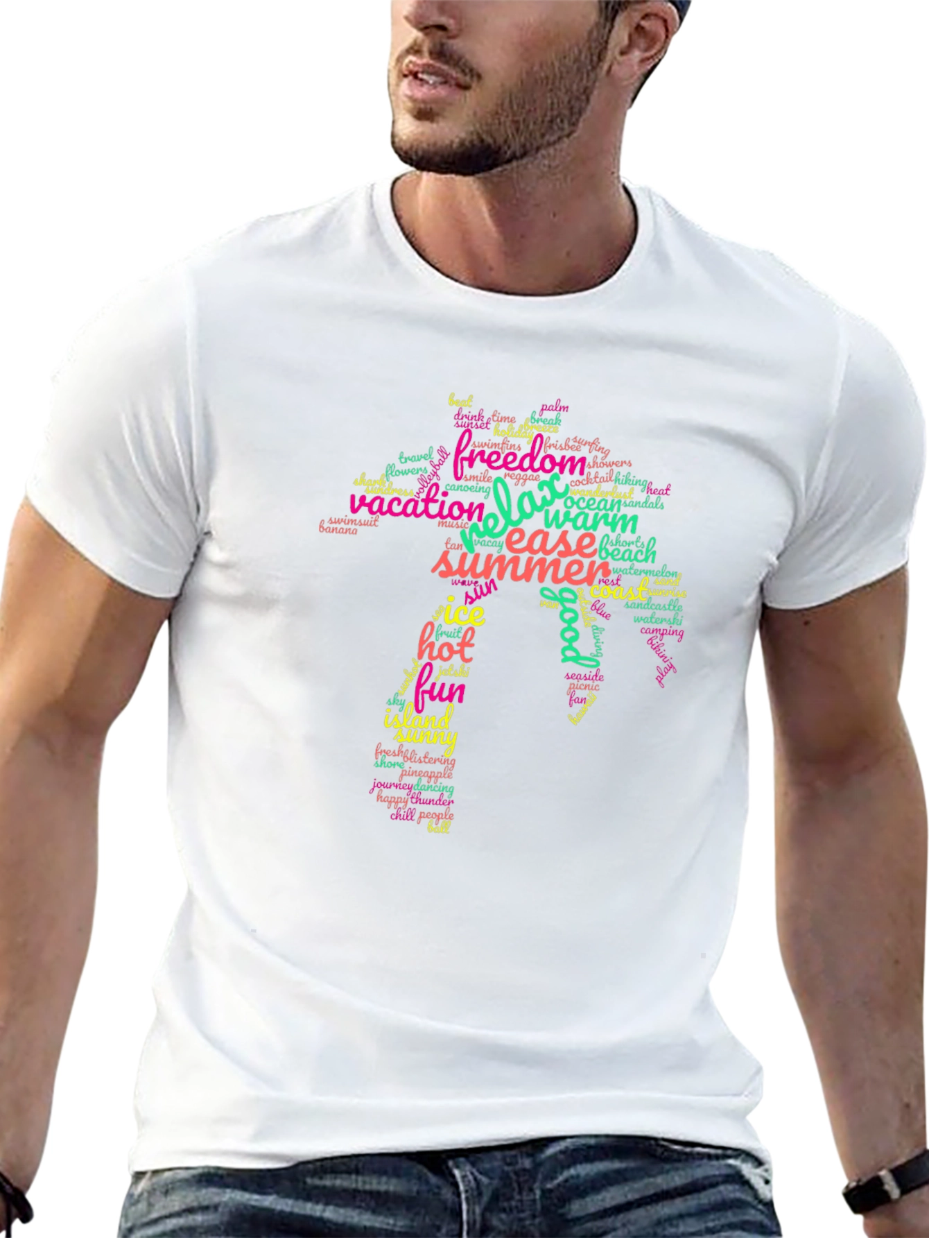 Summer Vibes Word Art Graphic Tee