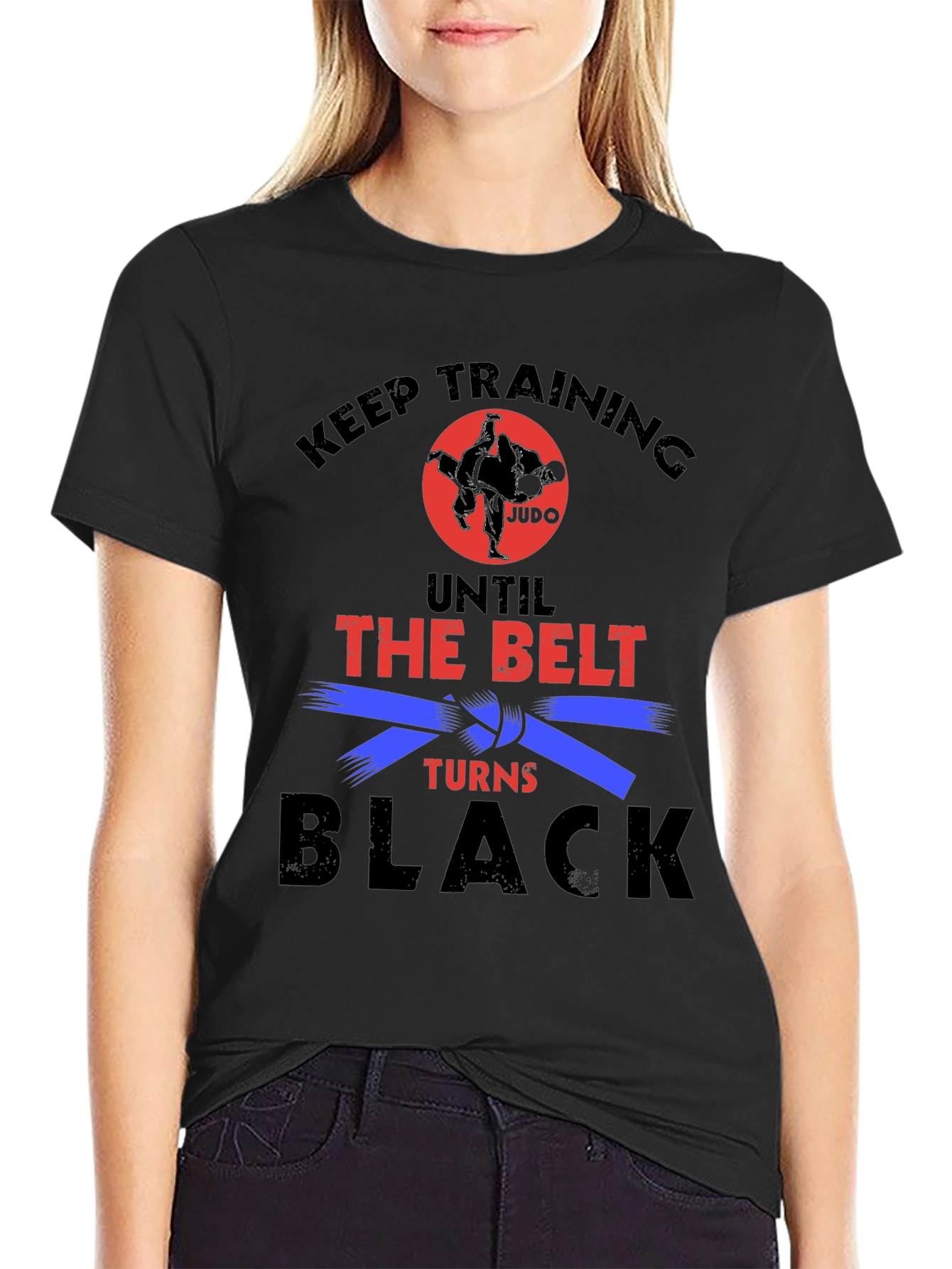 Keep Training Until Black Belt Judo Graphic Tee