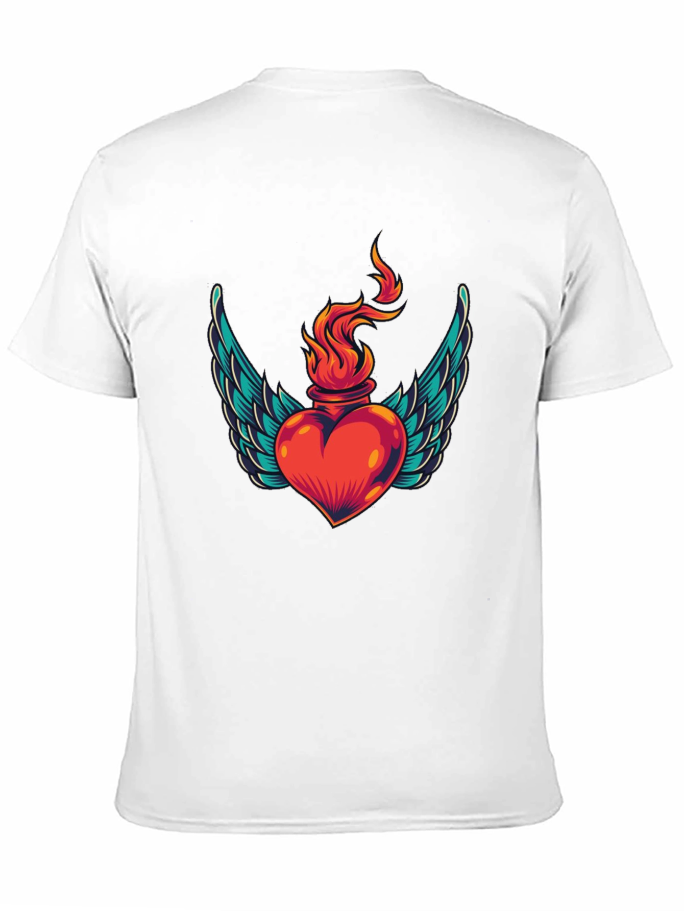 Winged Heart Flame Graphic Tee - Stylish Black T-Shirt