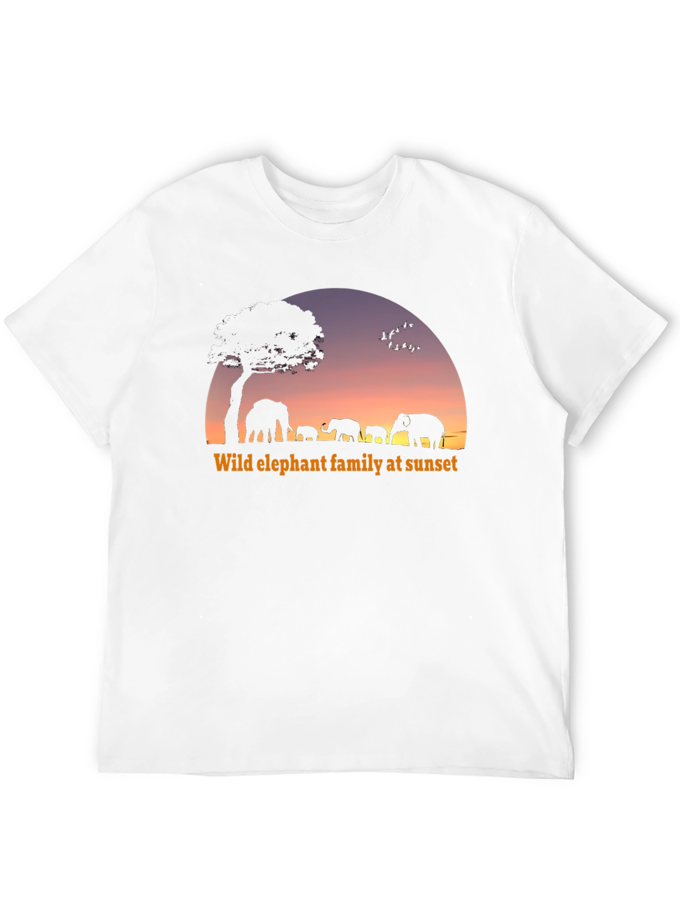 Elephant Family Sunset Graphic T-Shirt