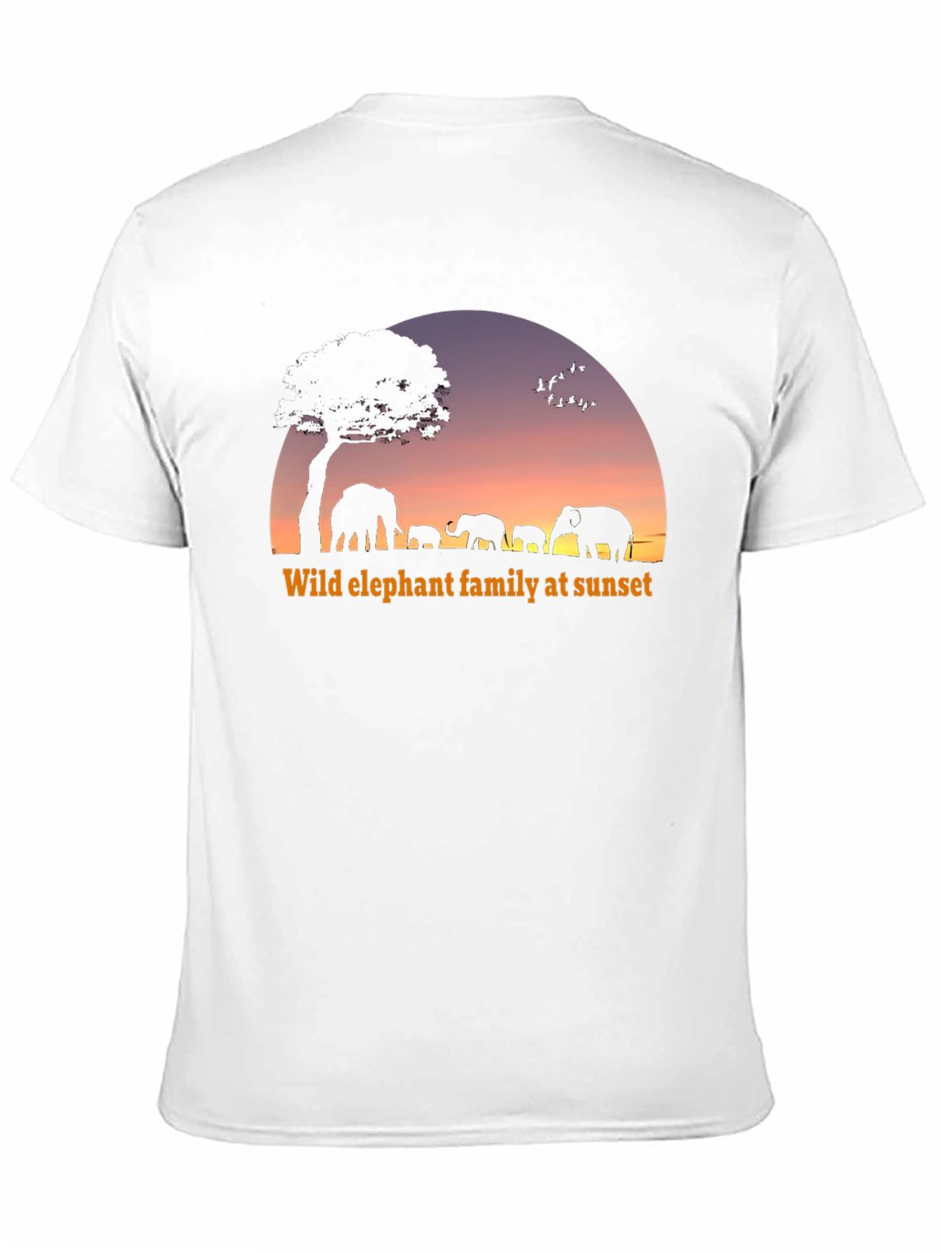 Elephant Family Sunset Graphic T-Shirt