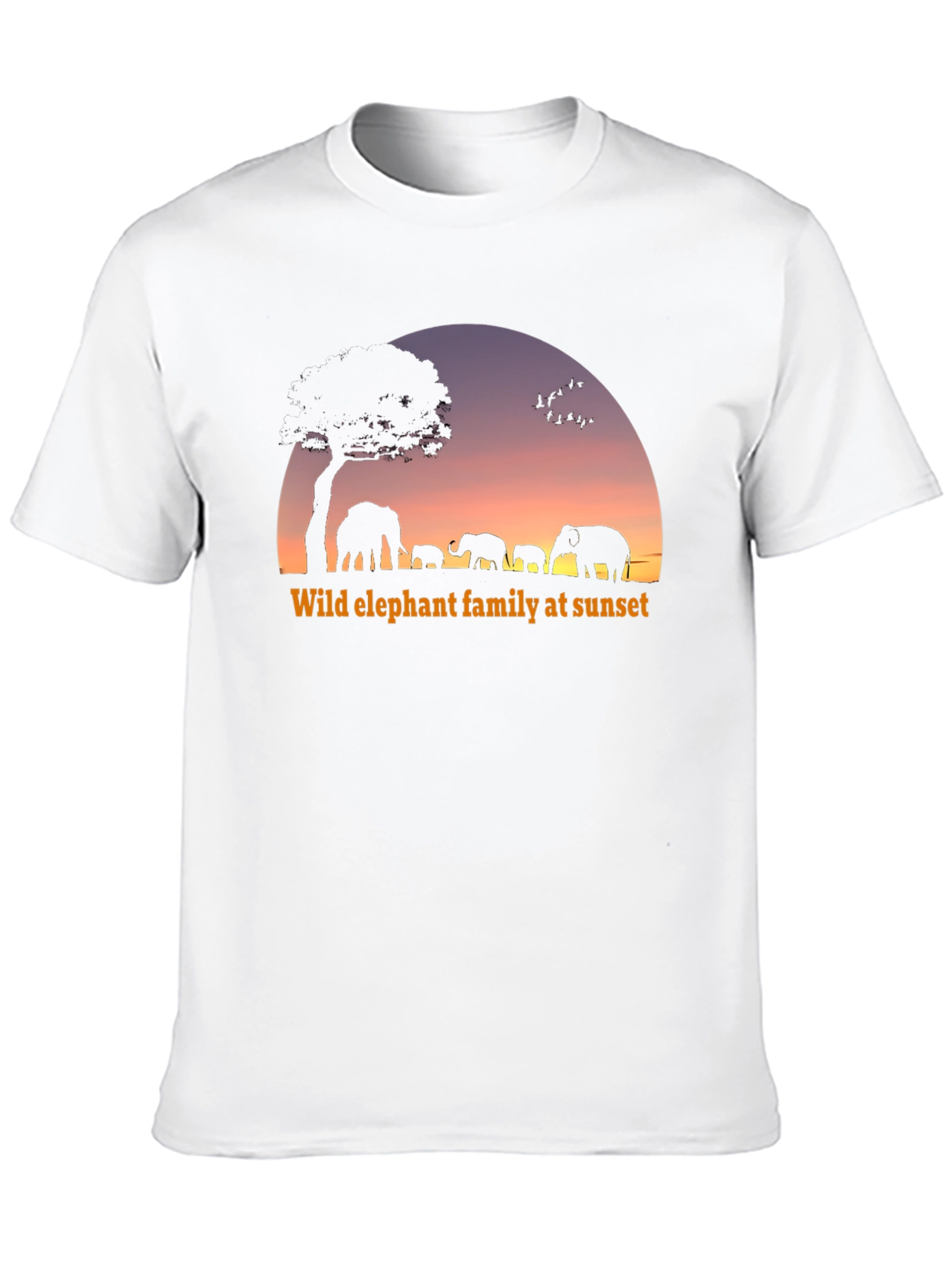 Elephant Family Sunset Graphic T-Shirt