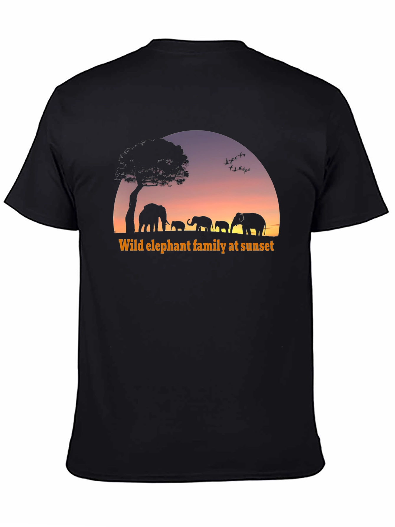 Elephant Family Sunset Graphic T-Shirt