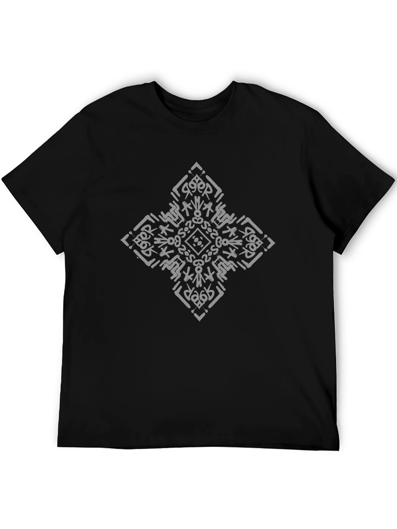 Abstract Diamond Print Black T-Shirt