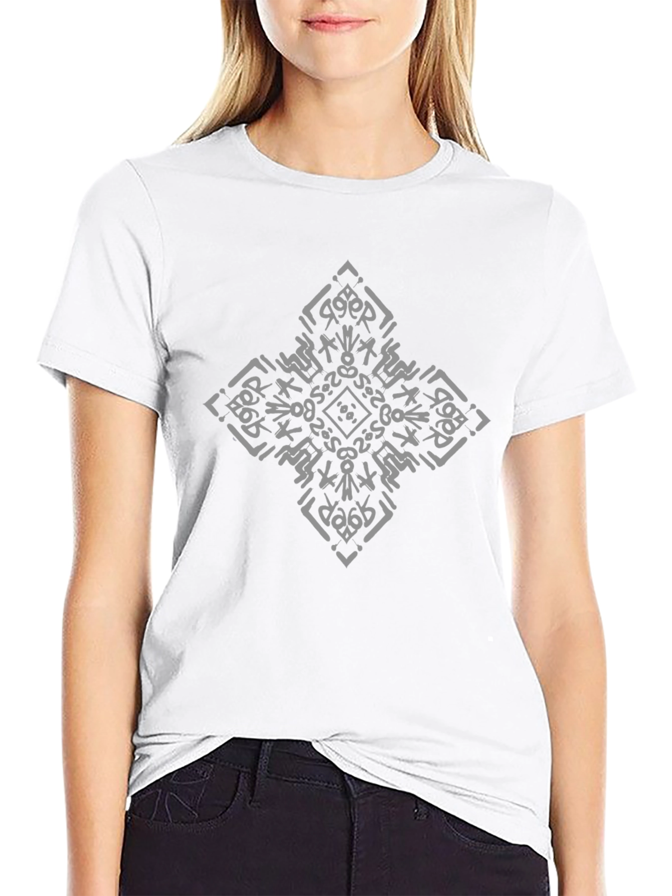 Abstract Diamond Print Black T-Shirt
