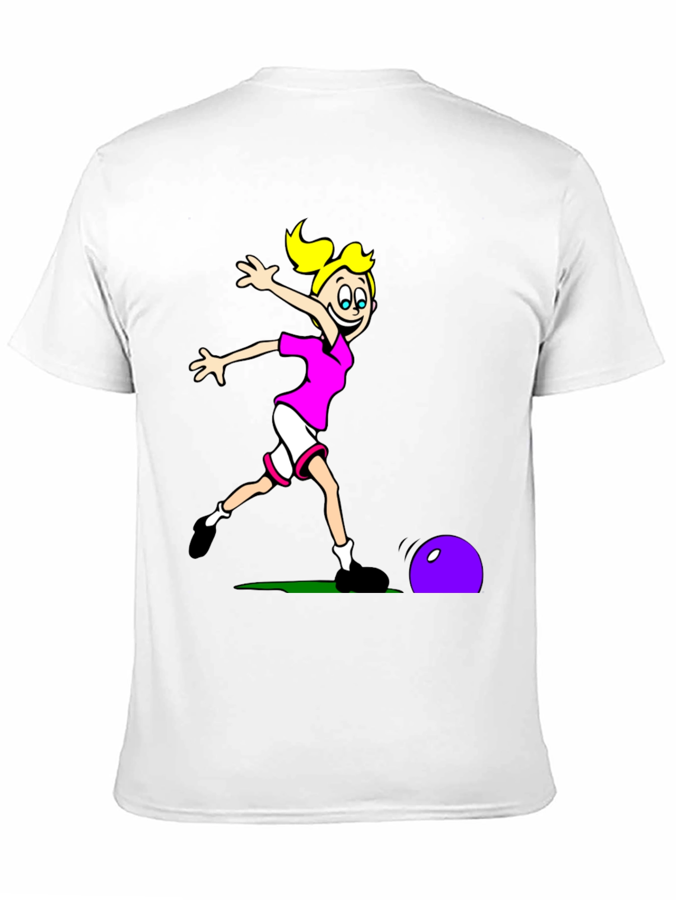 Cartoon Soccer Girl T-Shirt - Black Cotton Tee