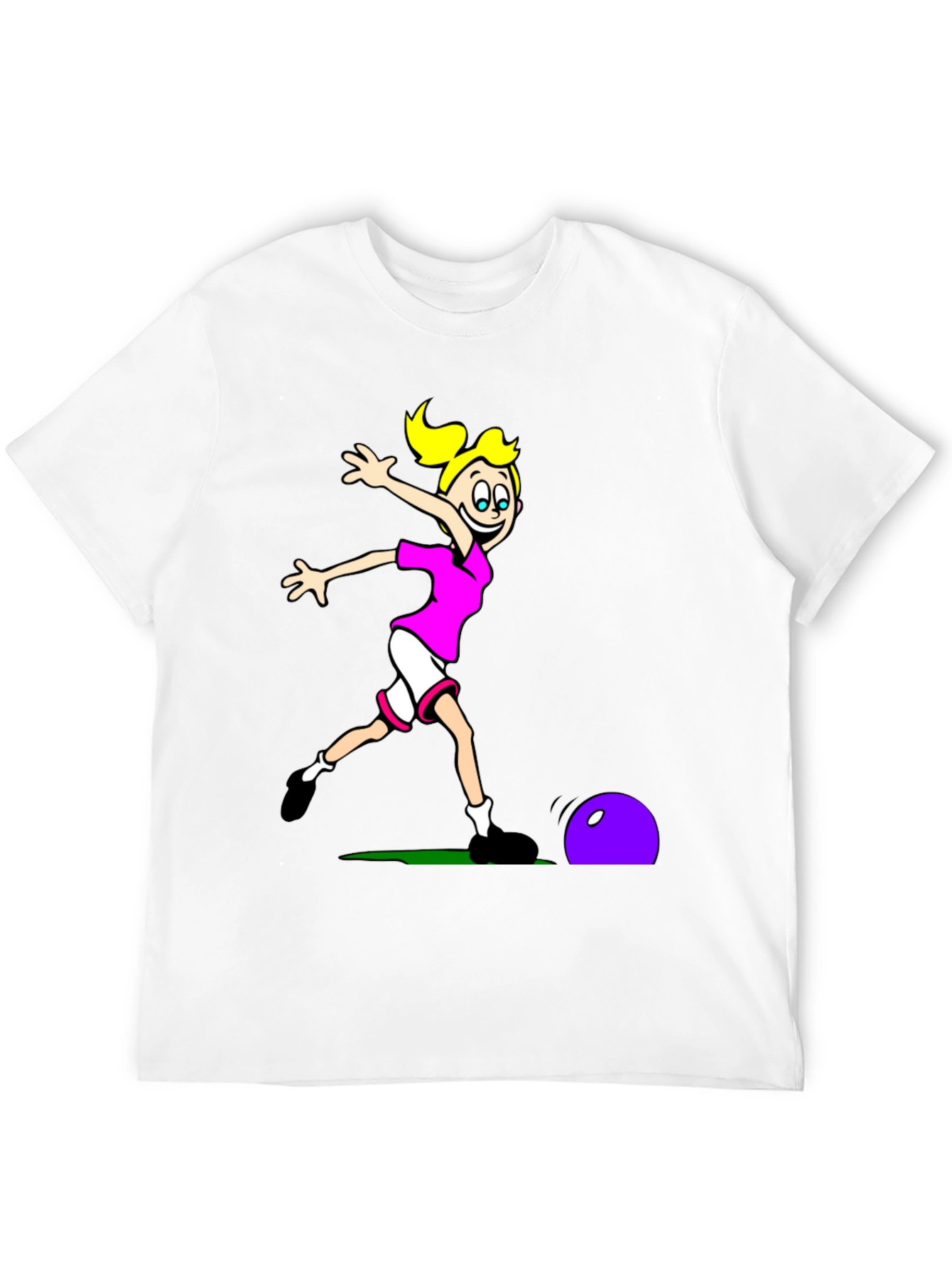 Cartoon Soccer Girl T-Shirt - Black Cotton Tee