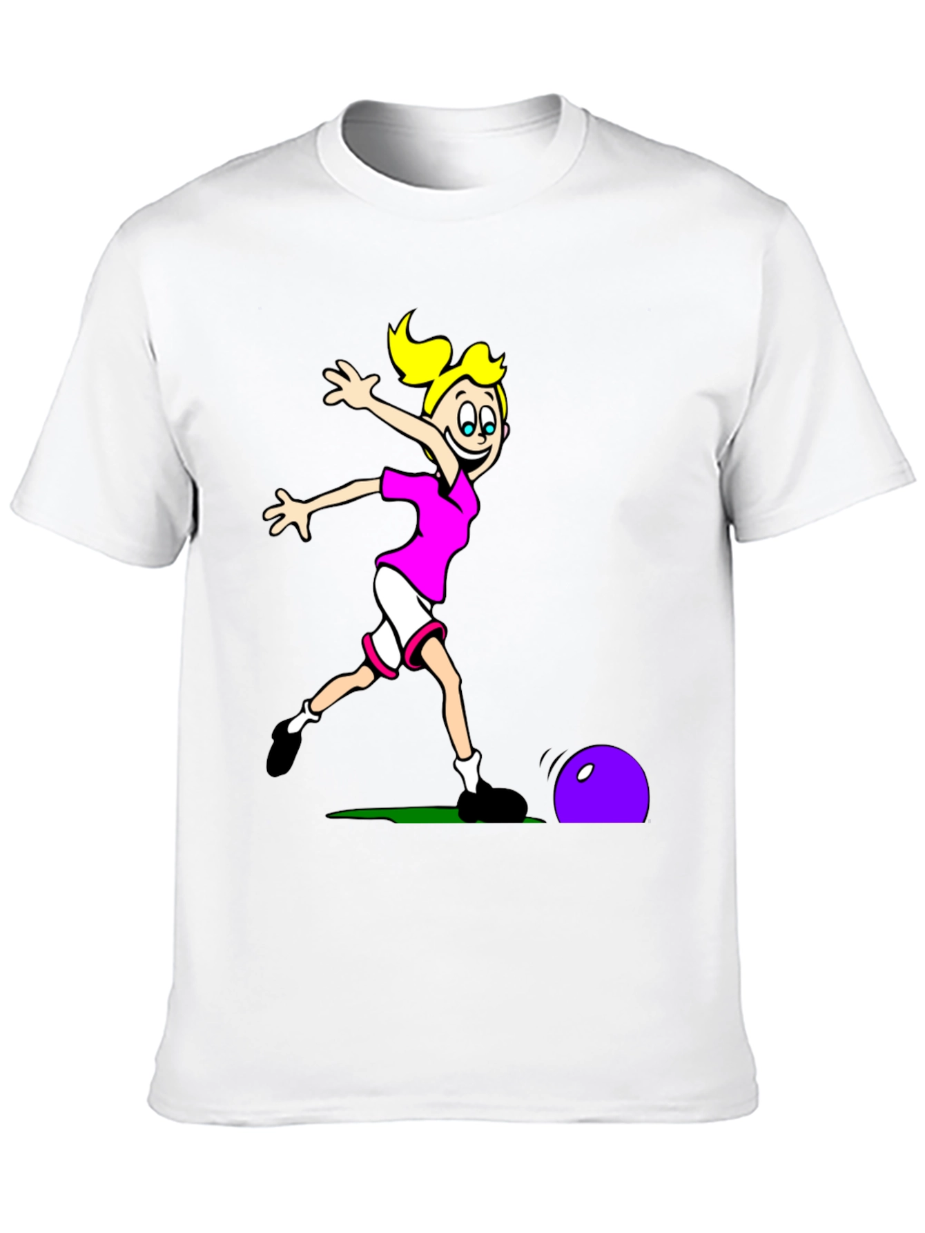 Cartoon Soccer Girl T-Shirt - Black Cotton Tee