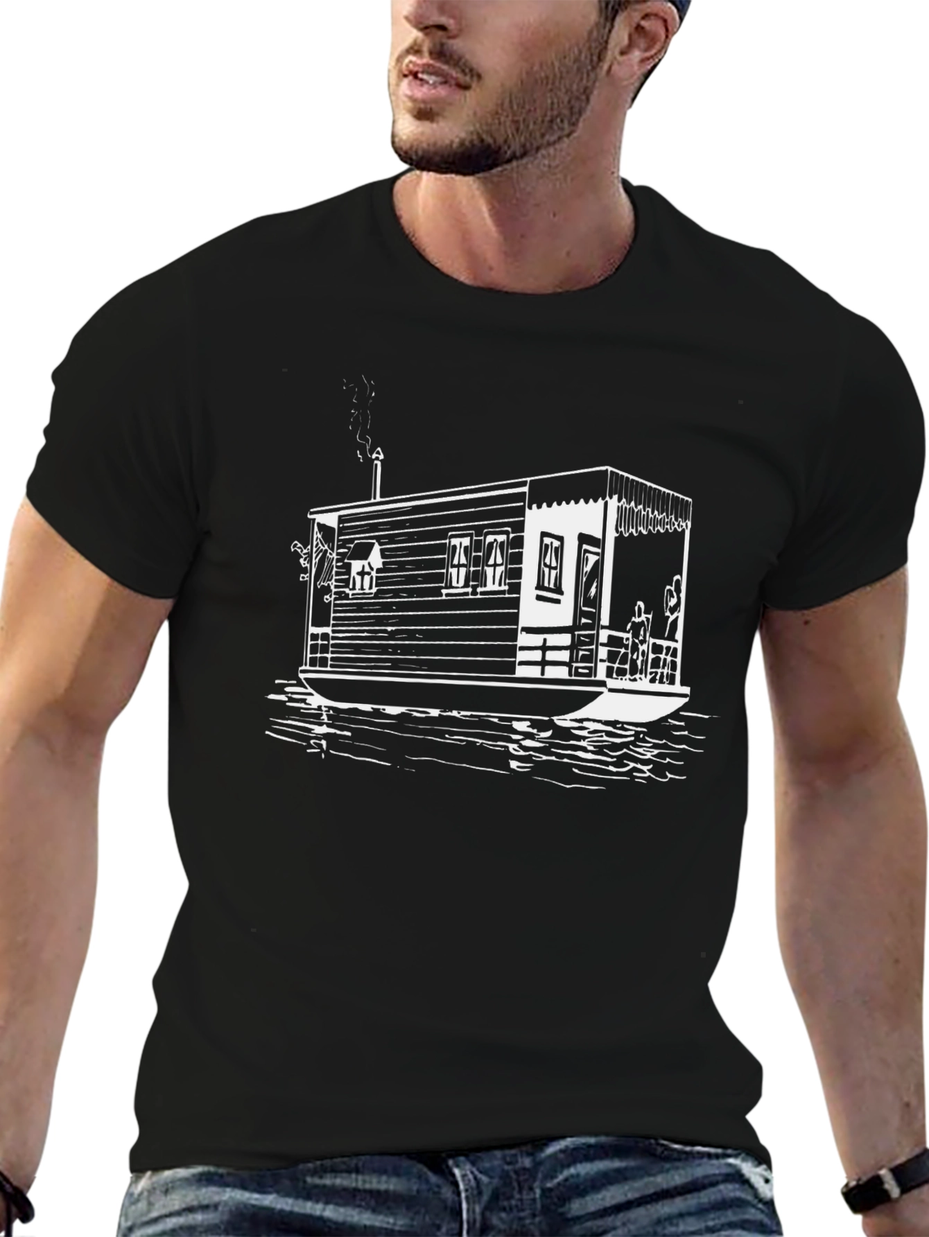 Black Houseboat T-Shirt - Nautical Style
