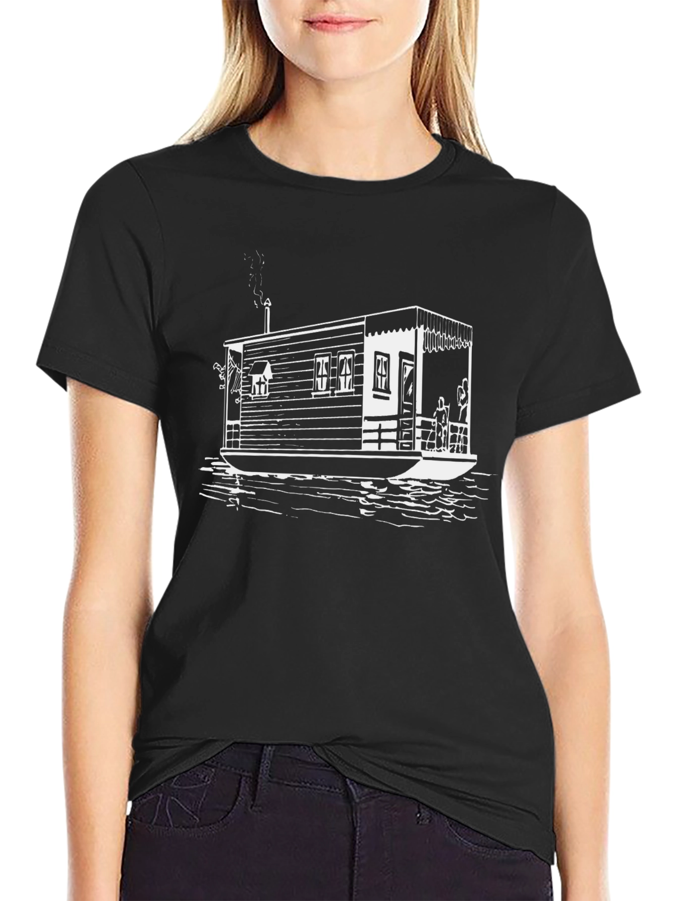 Black Houseboat T-Shirt - Nautical Style