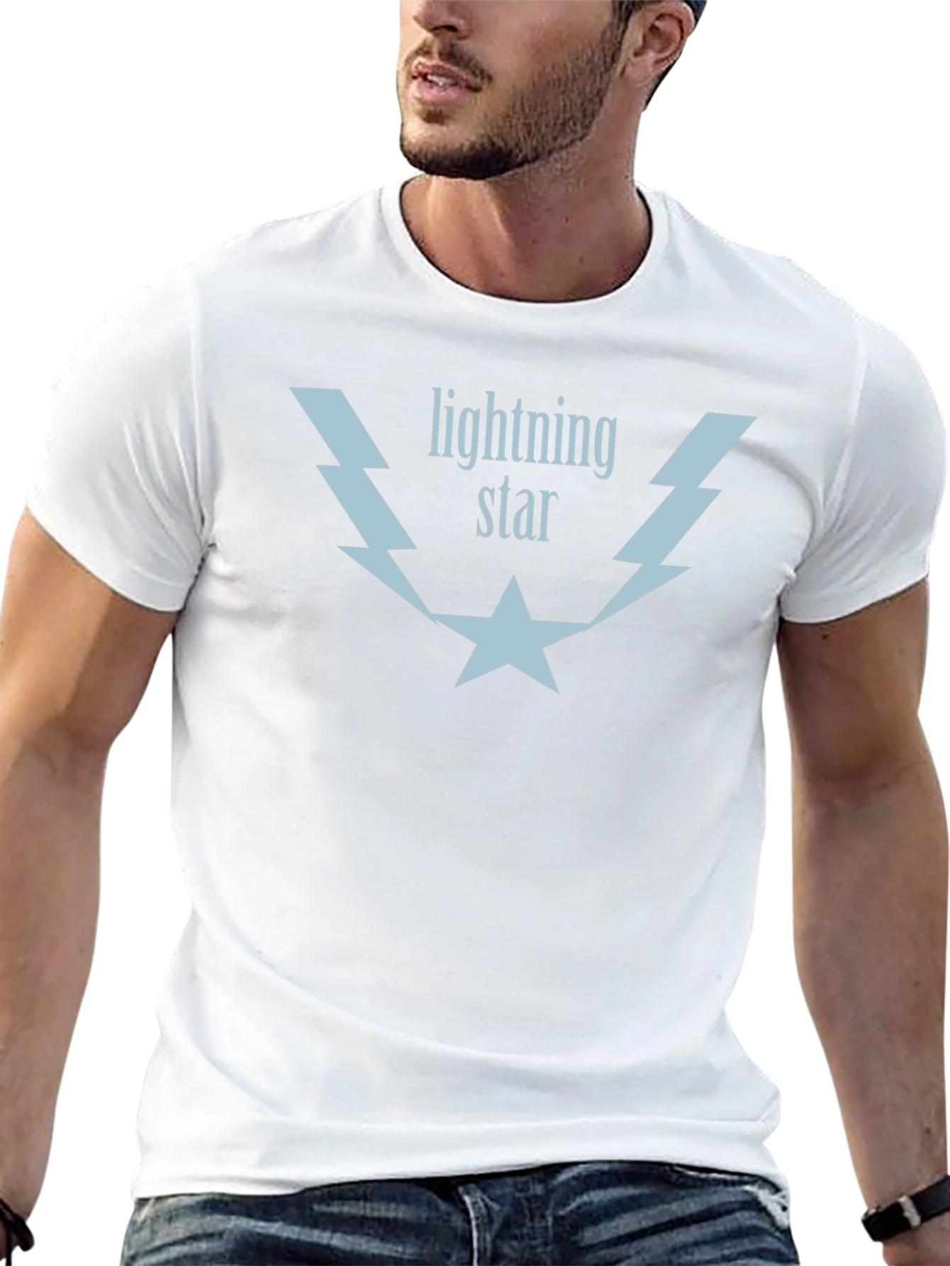 Lightning Star Graphic Tee - Soft Black Cotton T-Shirt