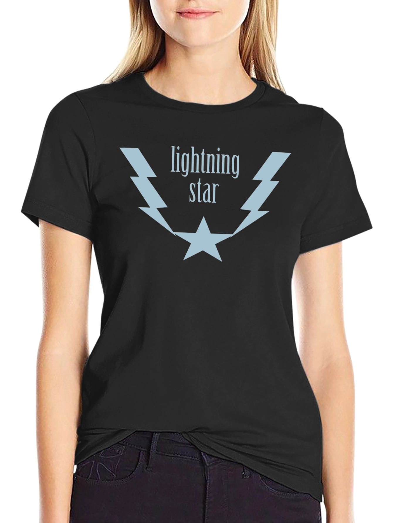 Lightning Star Graphic Tee - Soft Black Cotton T-Shirt
