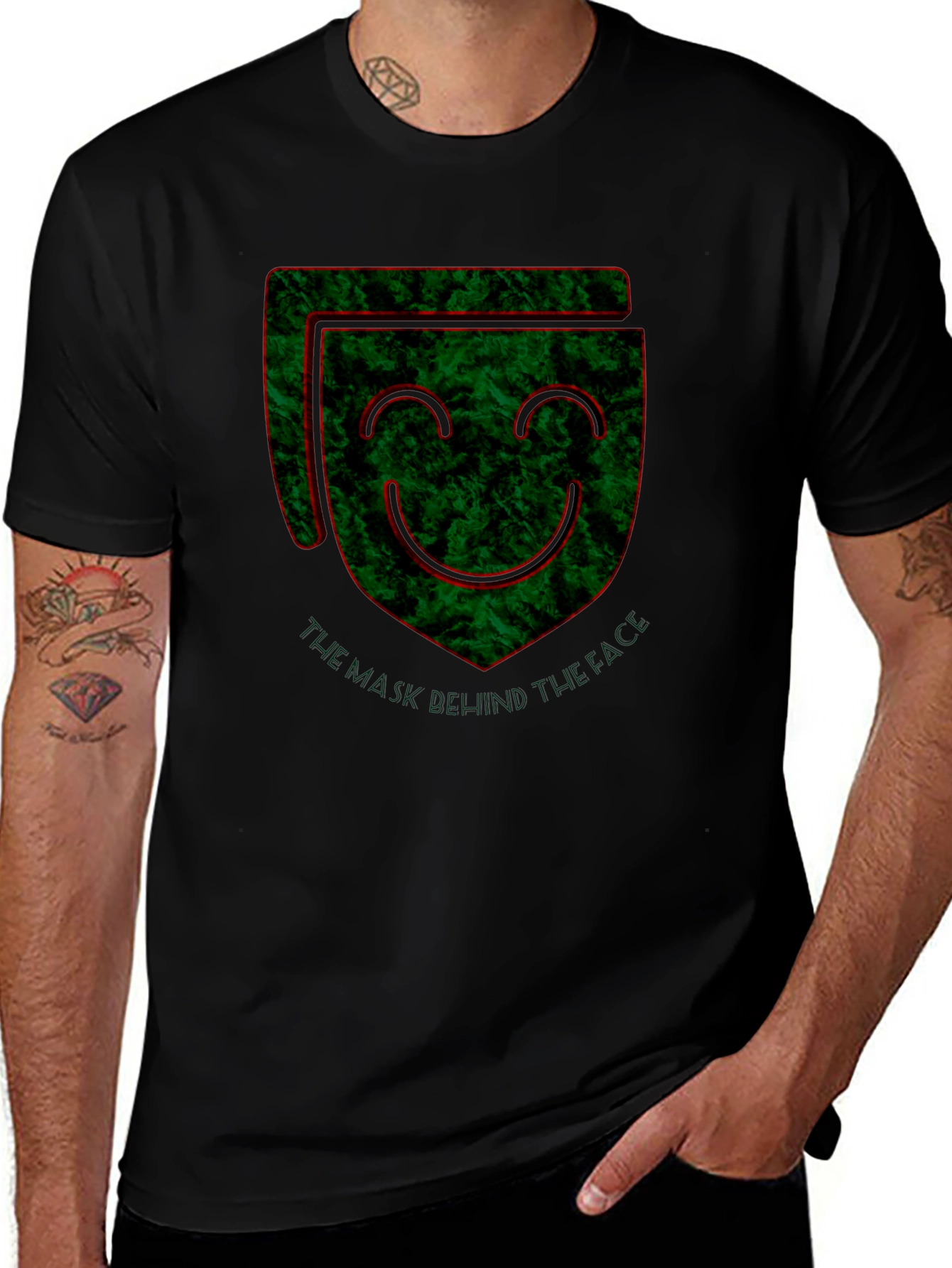 Unique Graphic Print Mens Black T-Shirt