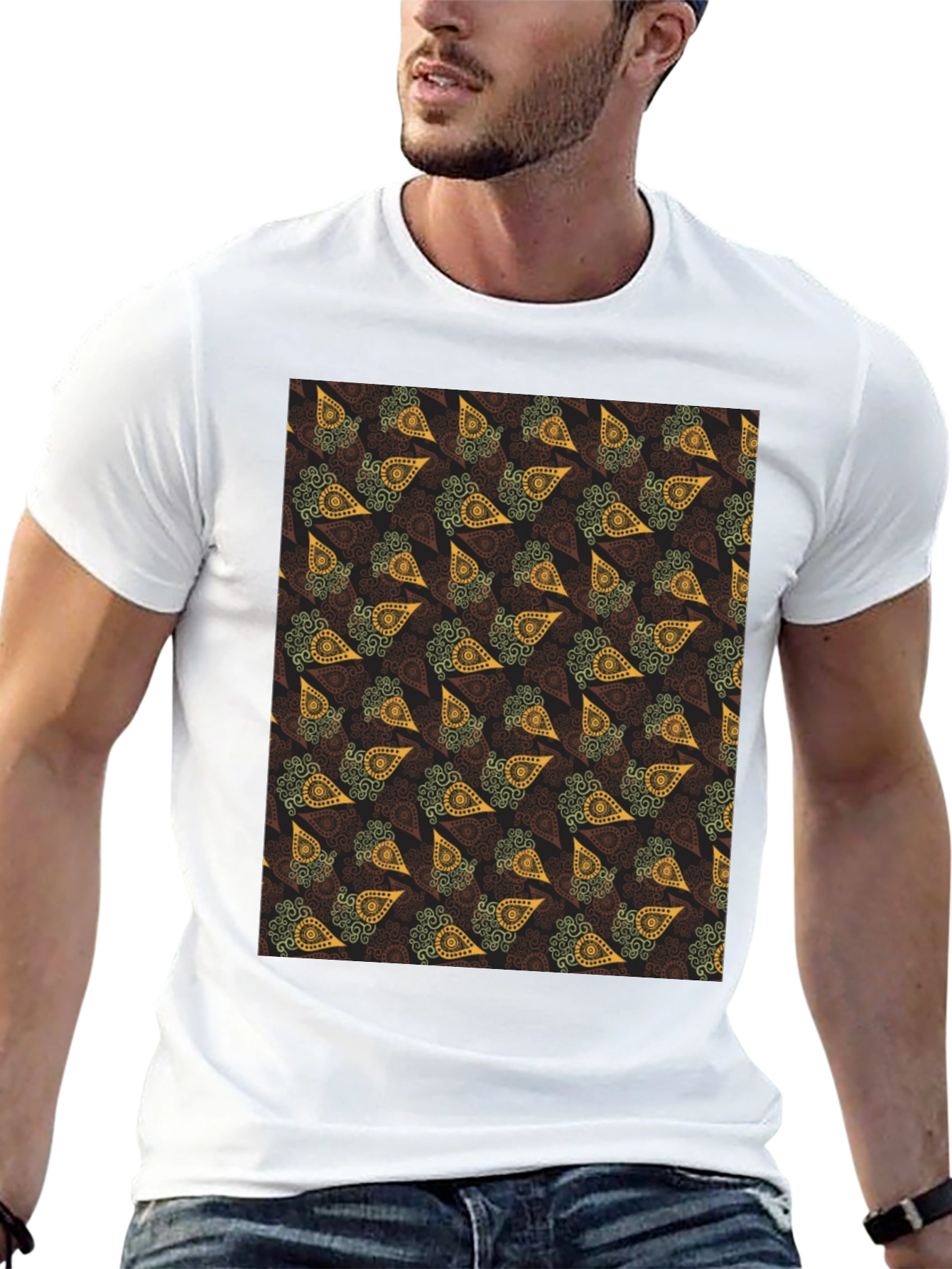 Paisley Print Black T-Shirt
