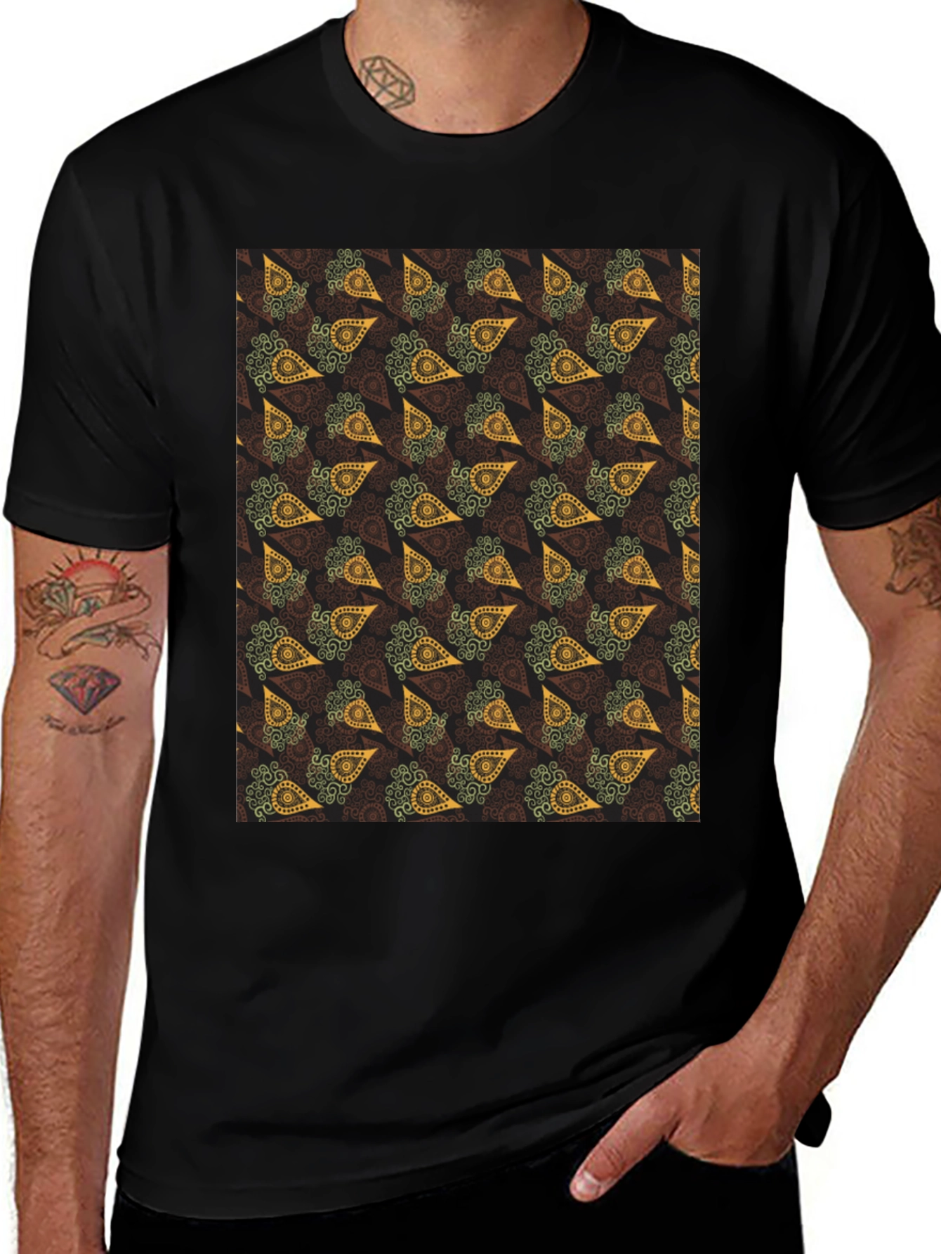 Paisley Print Black T-Shirt