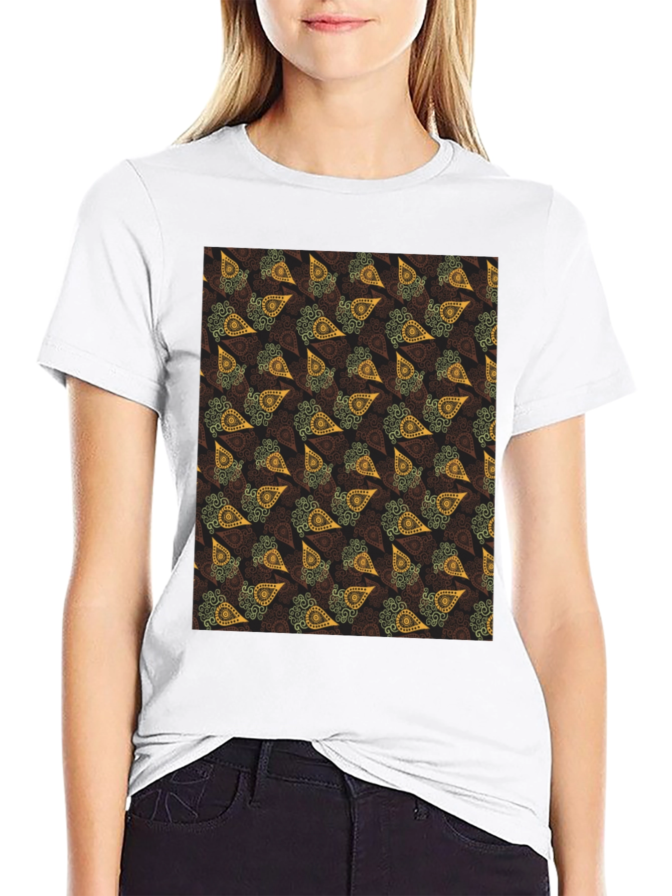 Paisley Print Black T-Shirt