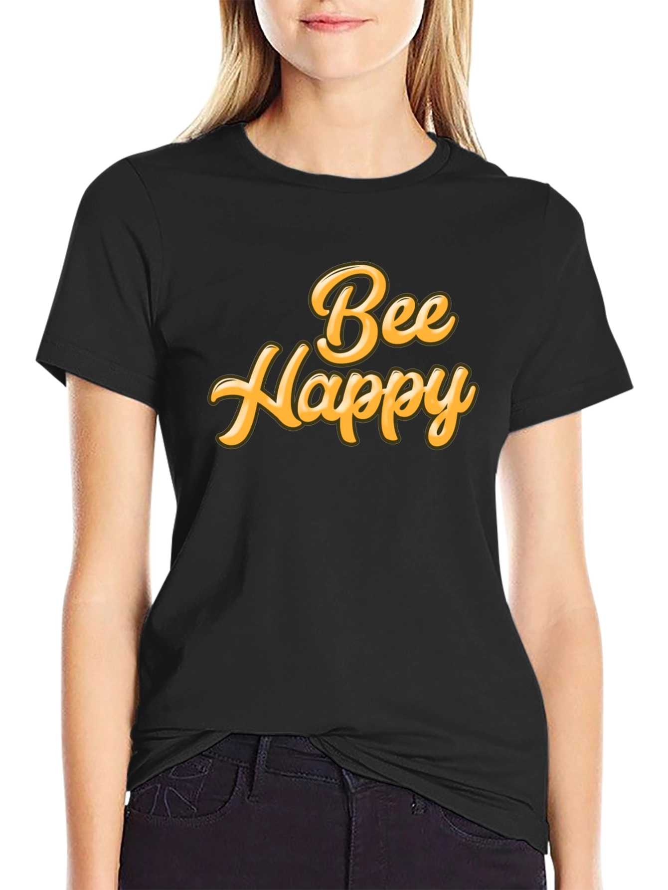 Bee Happy Black Graphic Tee
