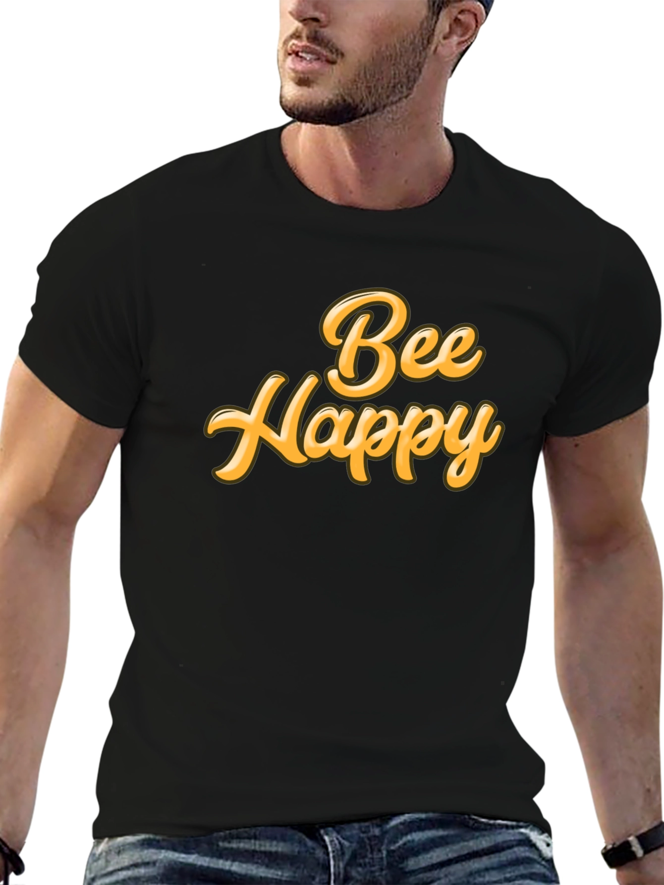 Bee Happy Black Graphic Tee