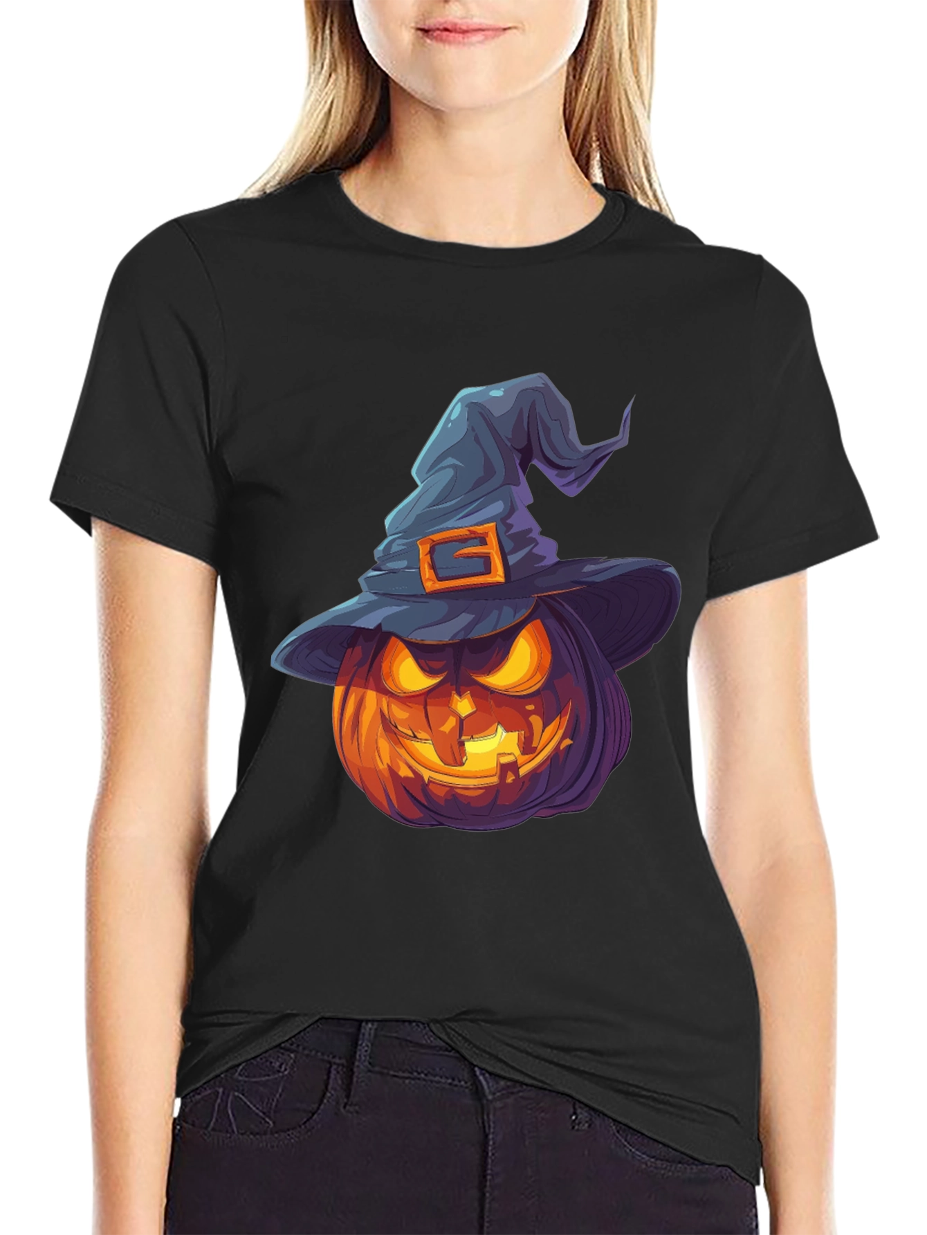 Spooky Pumpkin Witch T-Shirt