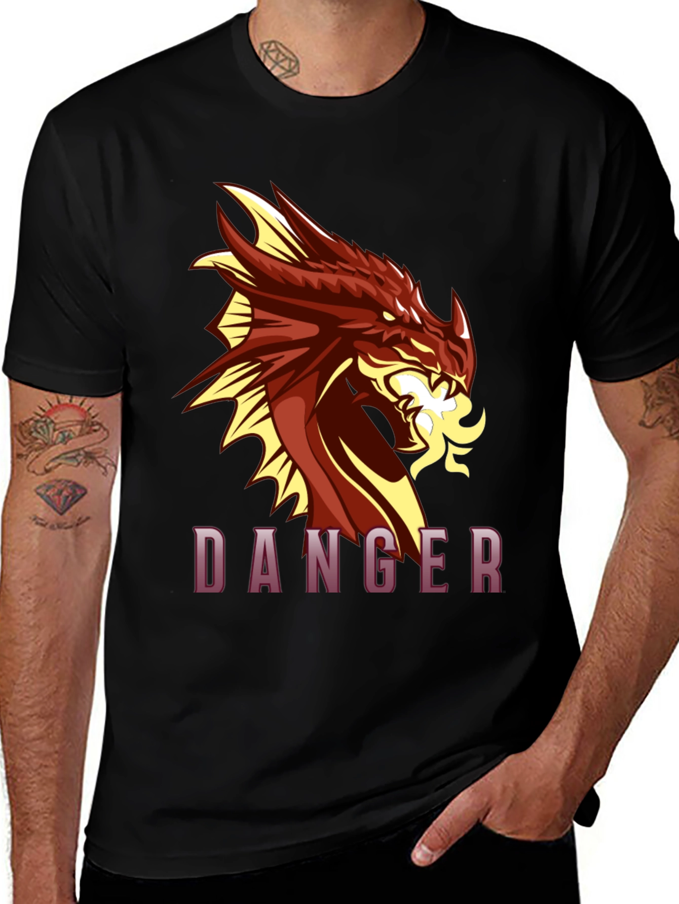 Dragon Danger Black T-Shirt Graphic Tee