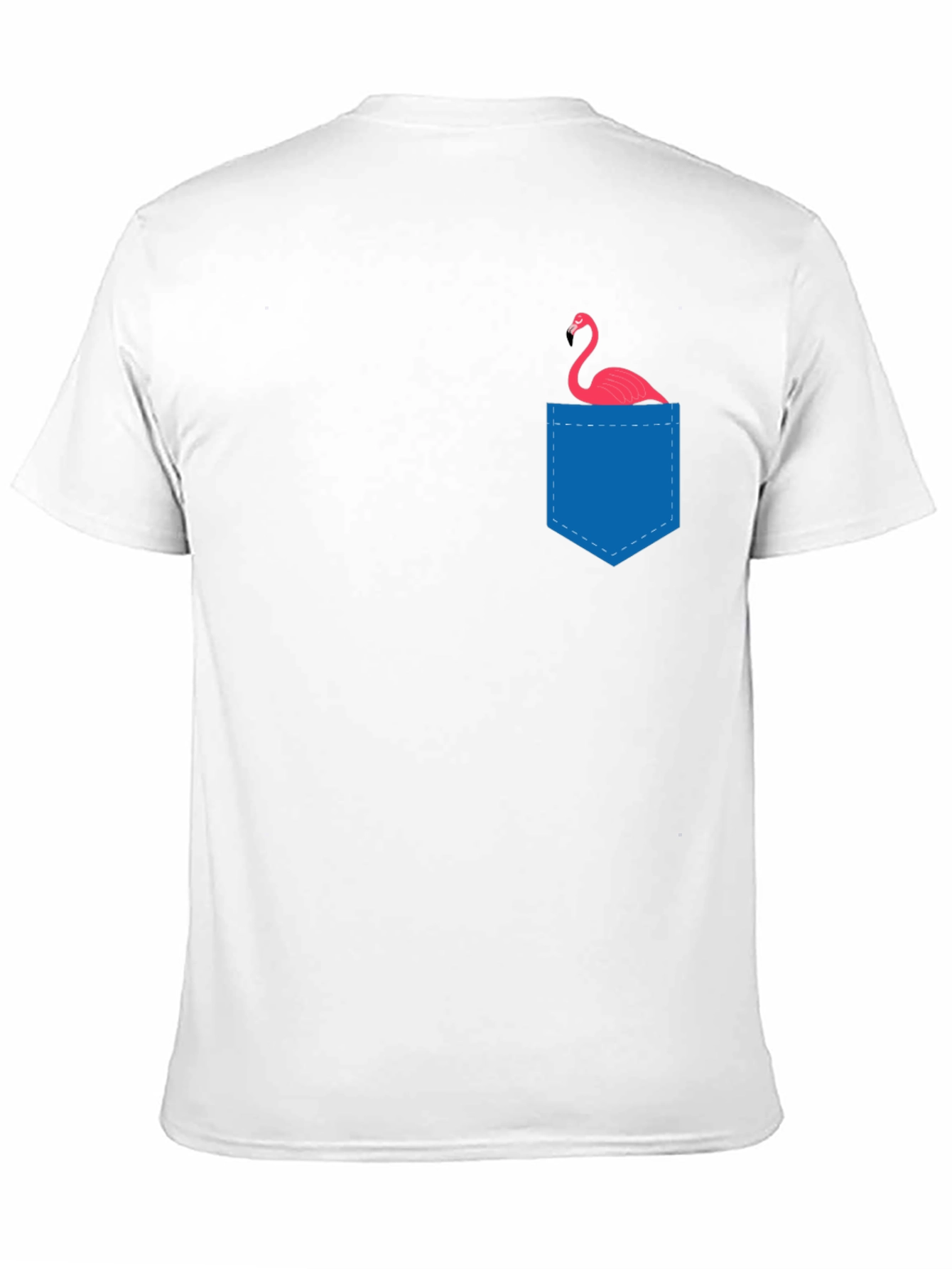 Mens Black T-Shirt with Flamingo Pocket