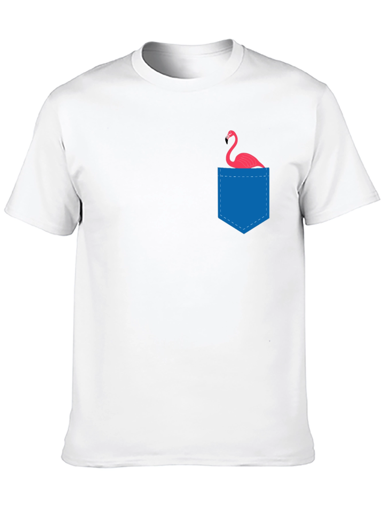 Mens Black T-Shirt with Flamingo Pocket