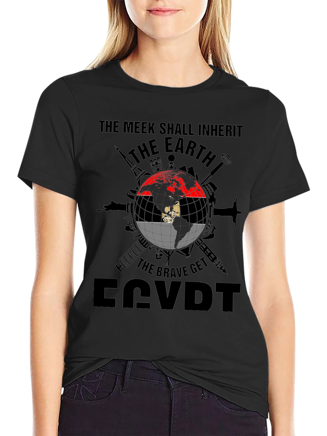 Egypt Flag Earth T-Shirt - Meek Inherit Brave Get